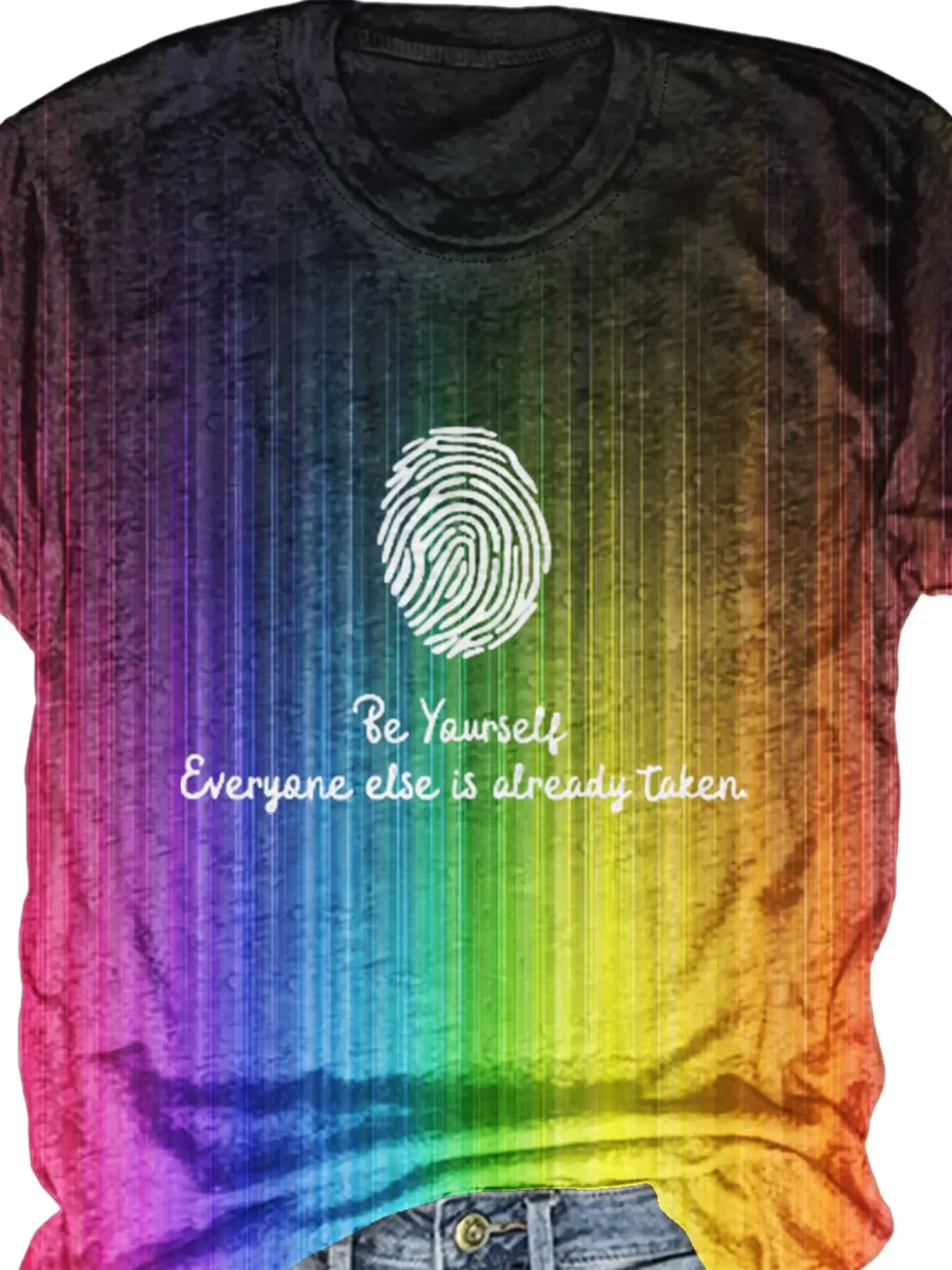 Lgbt Rainbow Gradient Be Yourself Everyone Else Is Already Taken Design Print T-shirt