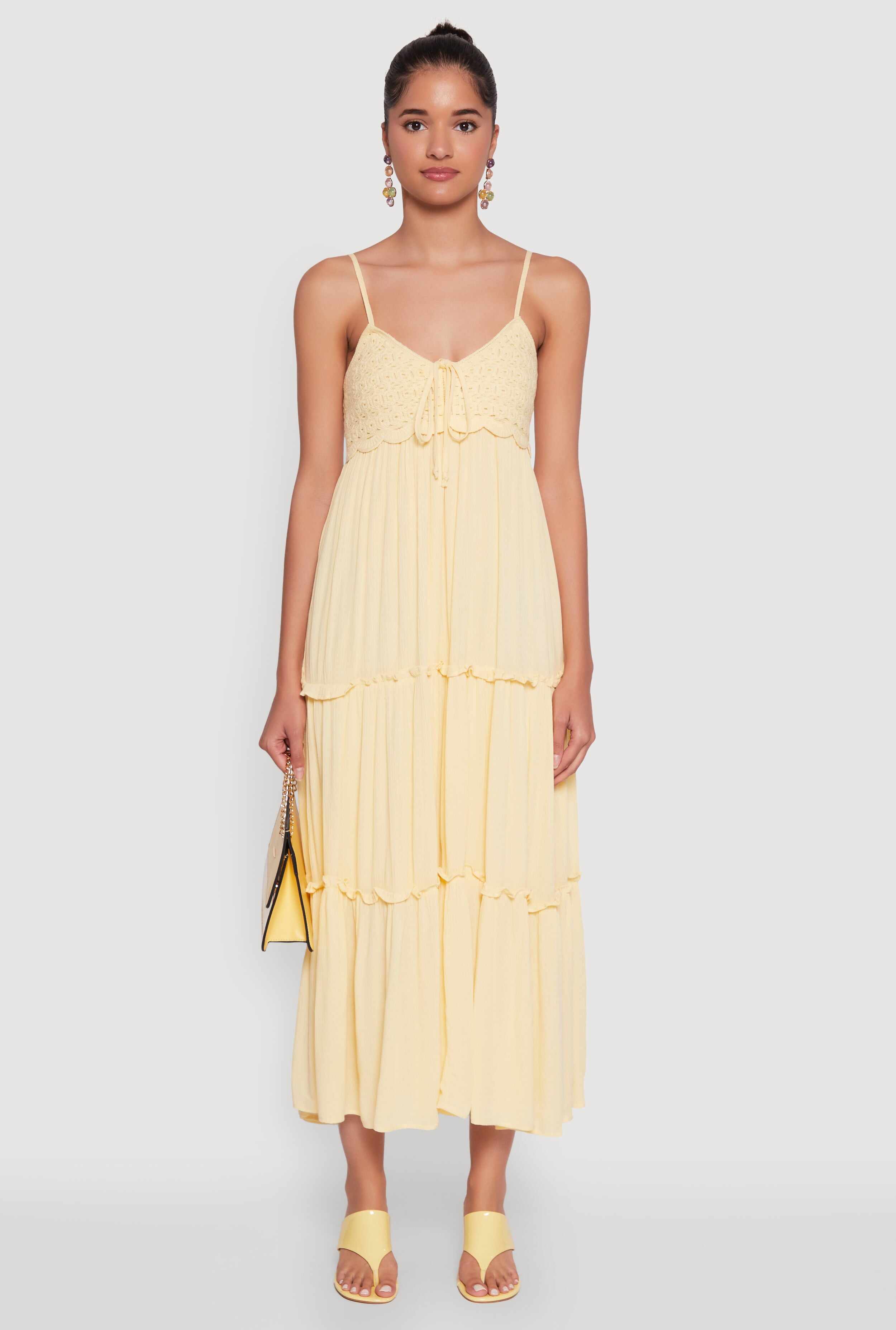 Haute Monde Crochet Detail Tiered Sundress