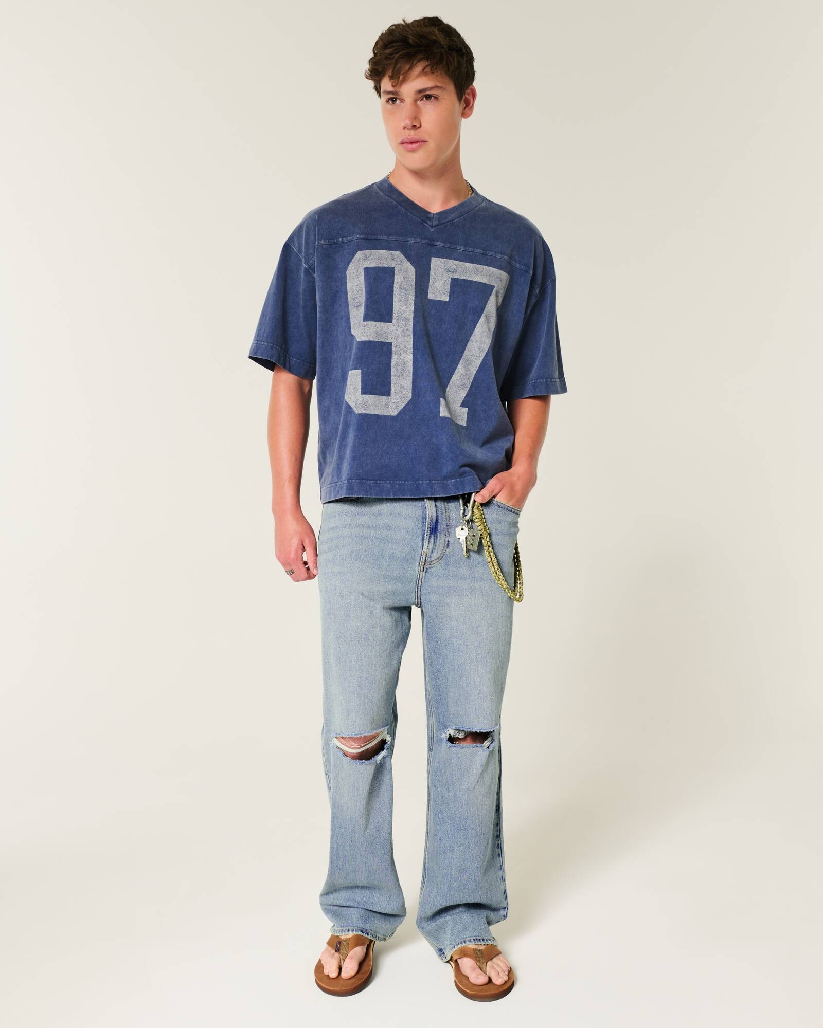 Railroad Stripe Baggy Painter Jeans