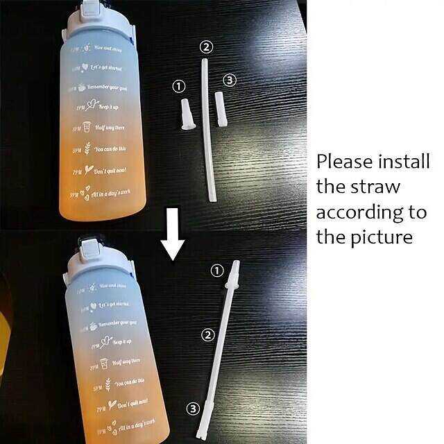 67.63oz/2L Large Capacity Gradient Color Plastic Straw Sports Water Bottle - Perfect for Outdoor Fitness!