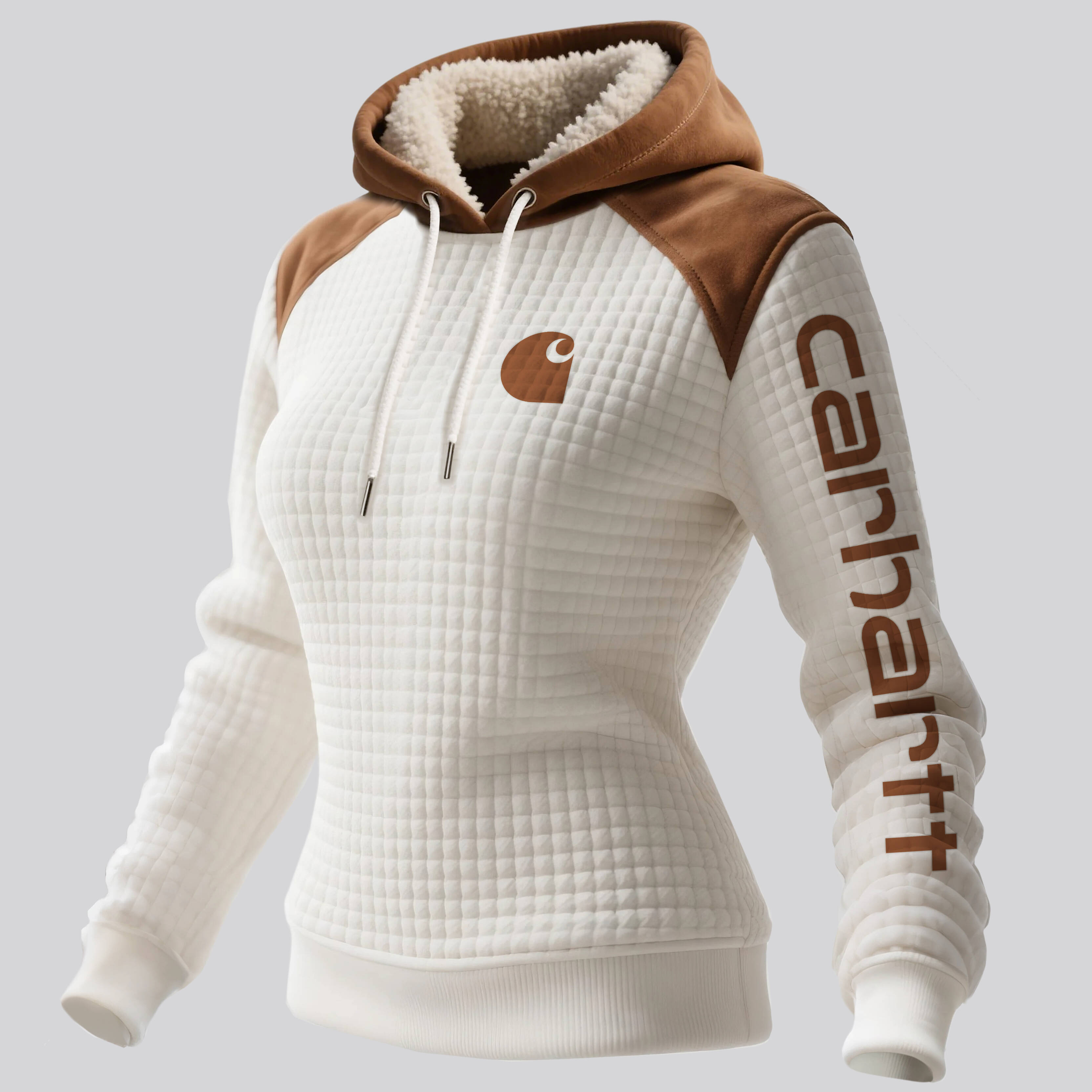 Women's Retro Western Waffle Colorblock Suede Hoodie
