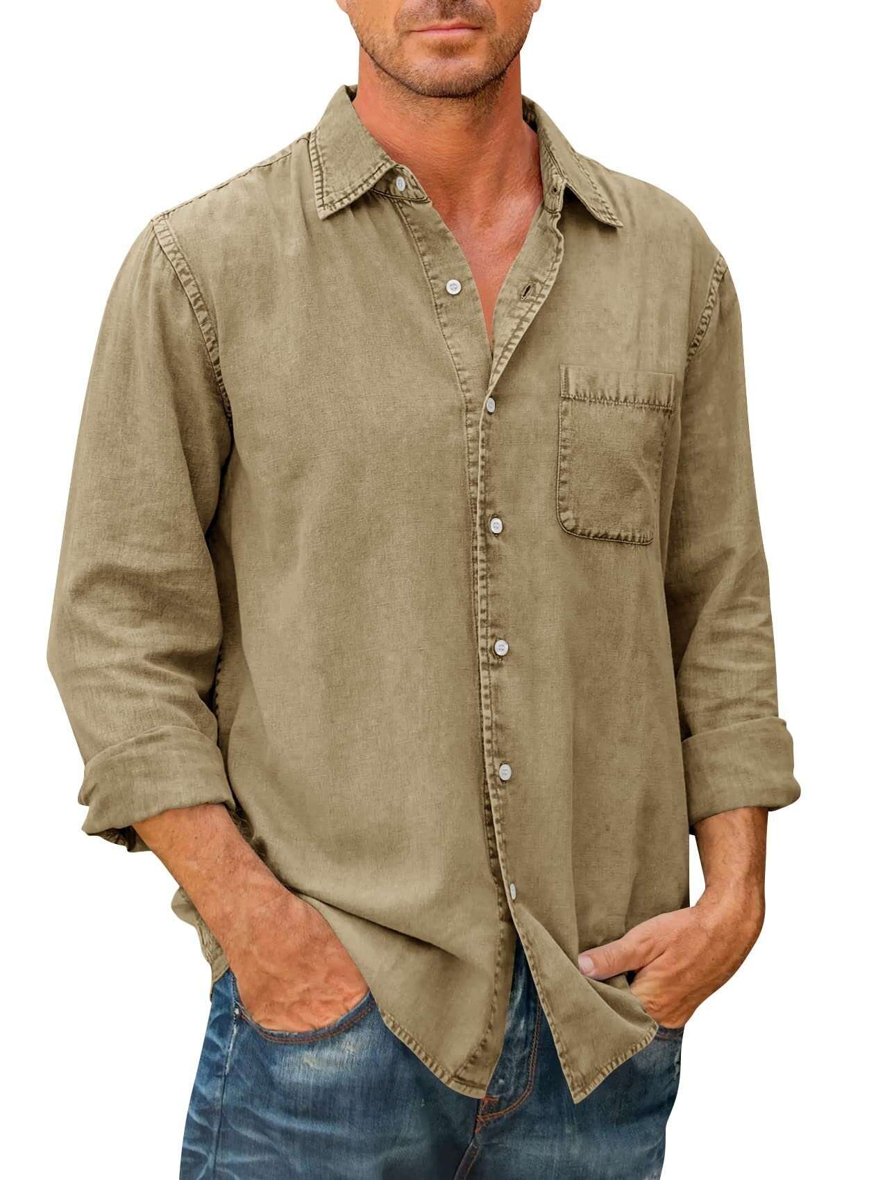 🔥Men's Long Sleeve Button Down Shirt