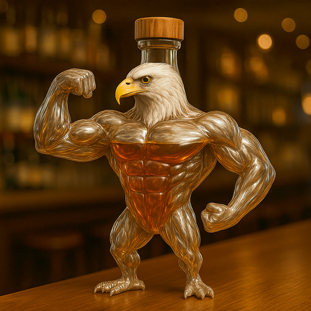Bodybuilding Bald Eagle Whisky bottle