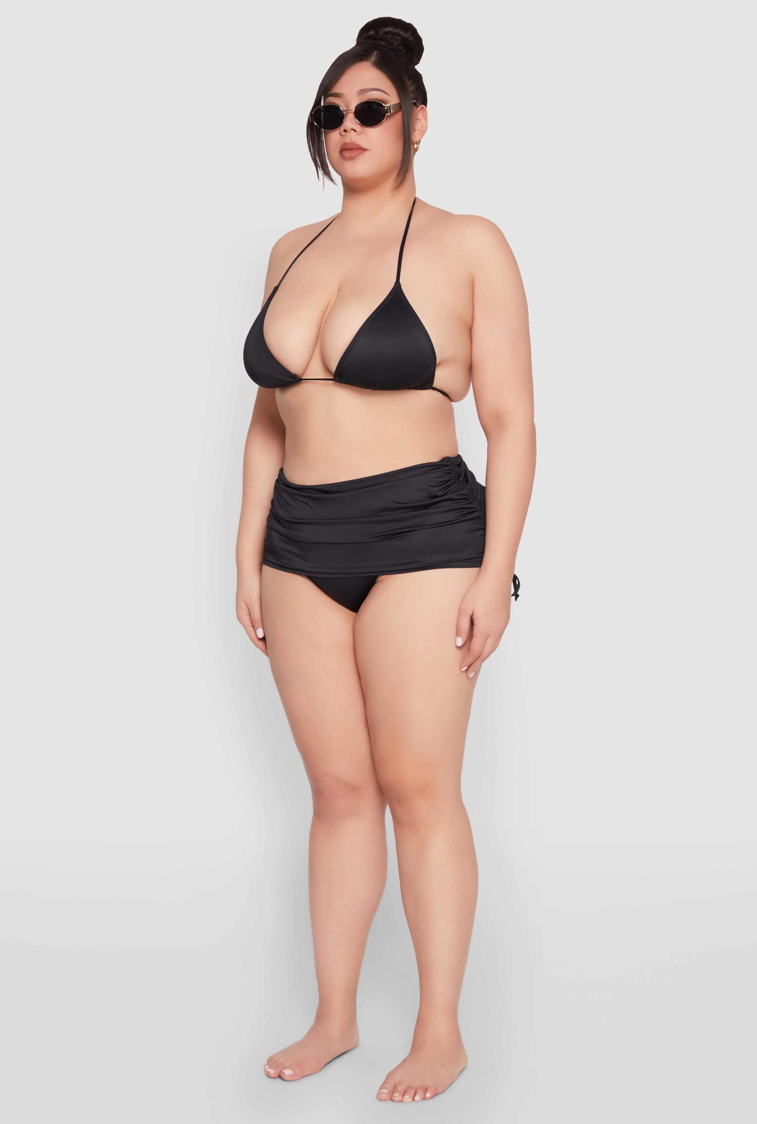 Plus Size Ruched Drawstring Swim Skirt