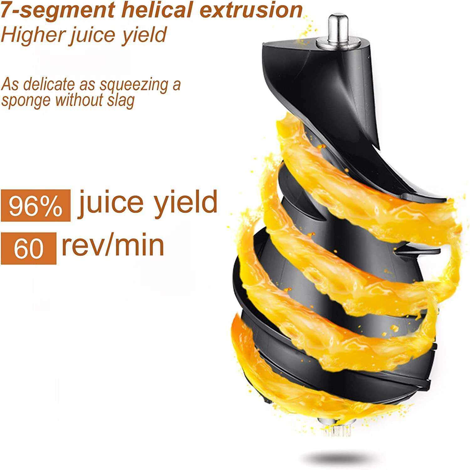 Slow Masticating Juicer Cold Press Juice Extractor Apple Orange Citrus Juicer Machine with Wide Chute Quiet Motor for Fruit Vegetables