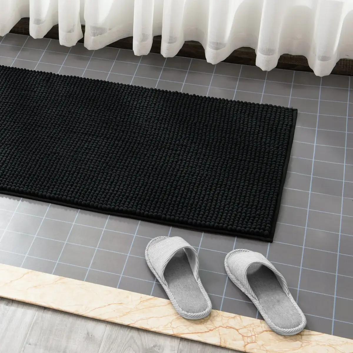 Subrtex Luxury Chenille Bath Rugs Soft Bathroom Mats