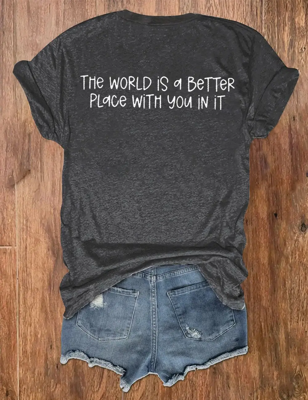 Women's Stay The World Is Better With You In It Suicide Awareness Print V-Neck T-Shirt