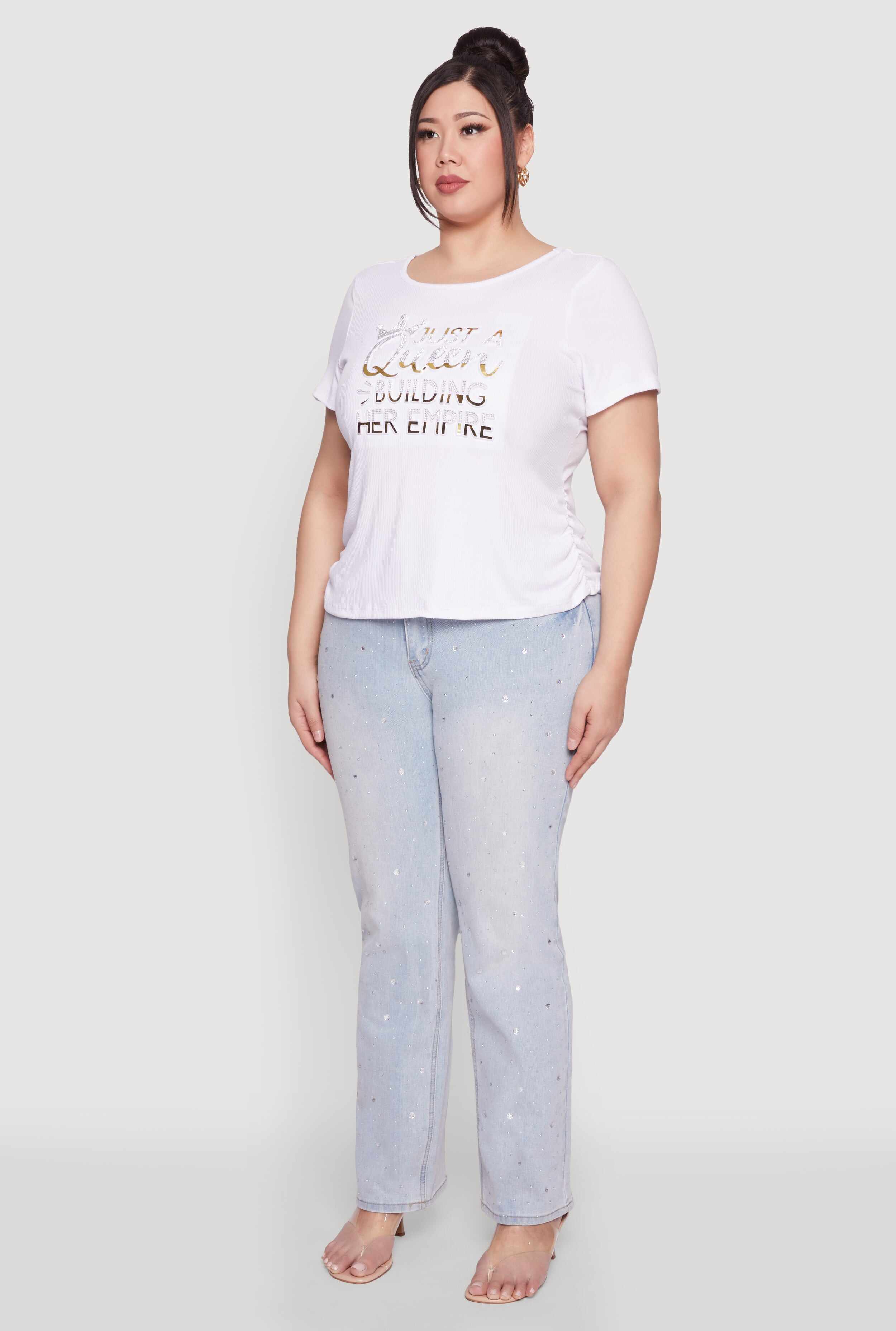 Plus Size Just A Queen 3D Foil Graphic Tee