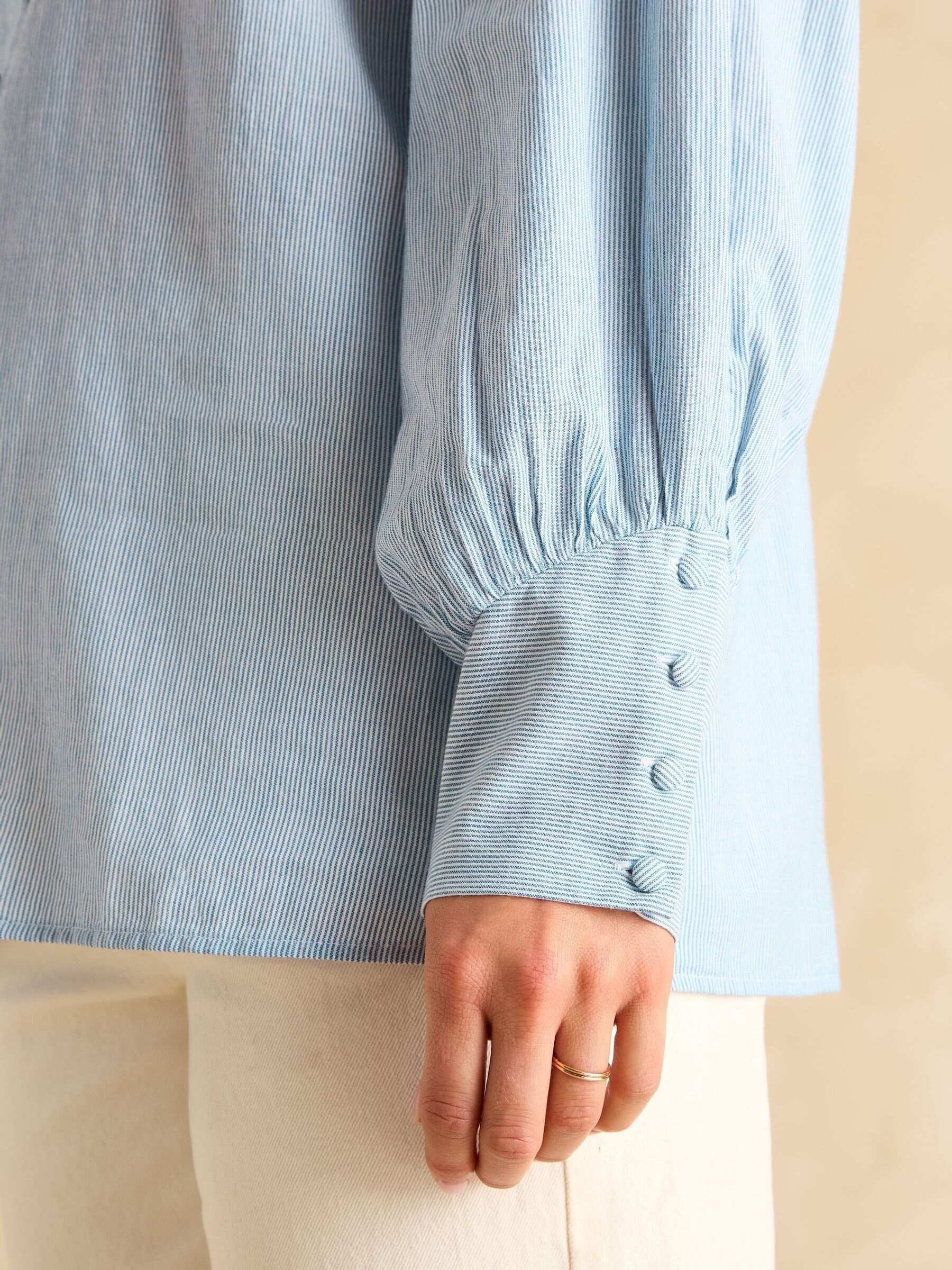 Harper Blue Tie Neck Blouse