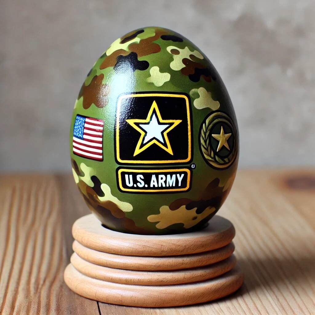 Hand-painted Military-themed Easter Egg