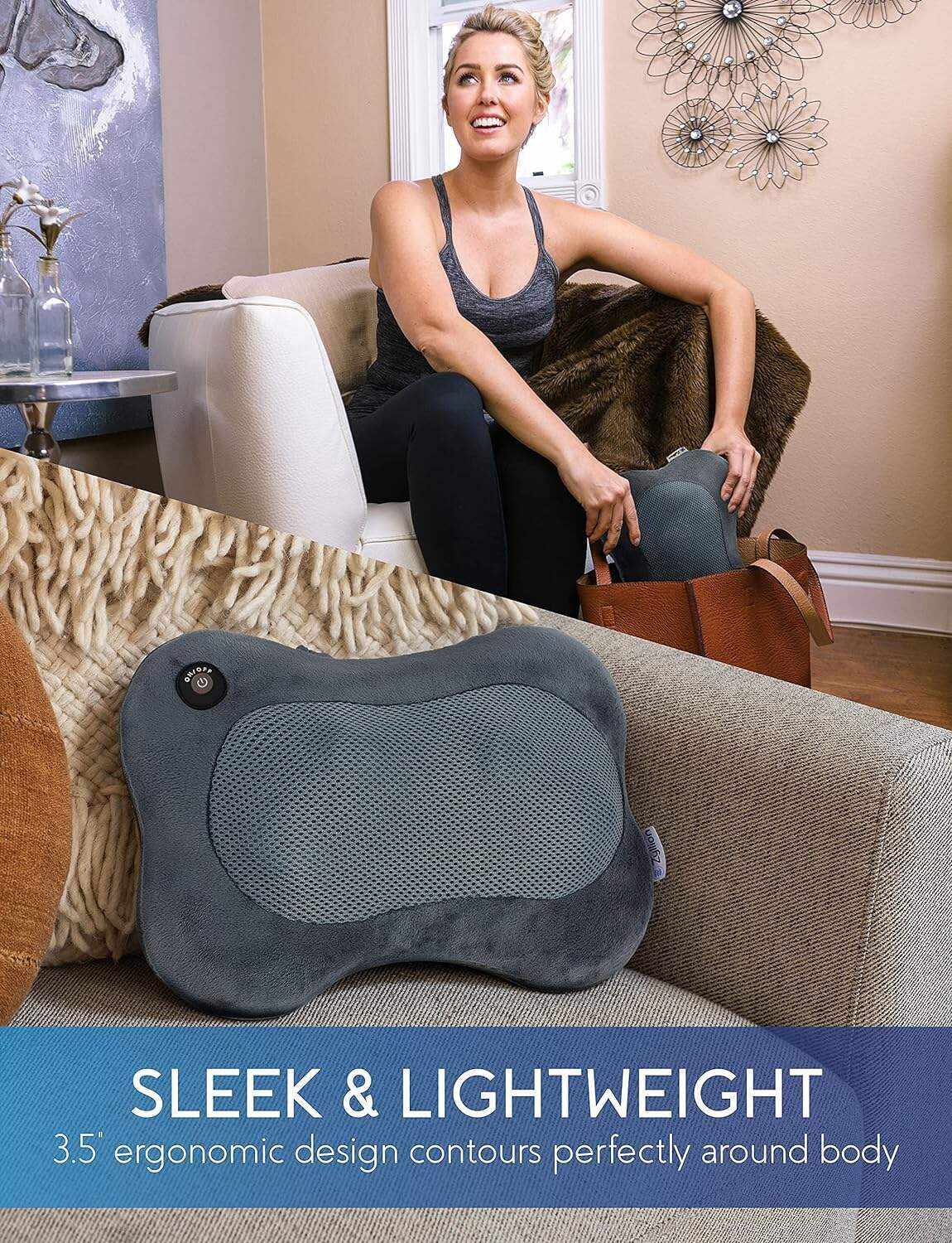 Zyllion Back and Neck Massager with Heat - 3D Deep Tissue Shiatsu Massage Pillow for Chair, Car and Muscle Pain on Whole Body: Shoulders, Calf, Foot, Legs, Arms (NOT Cordless) - Black (ZMA-13-BK)