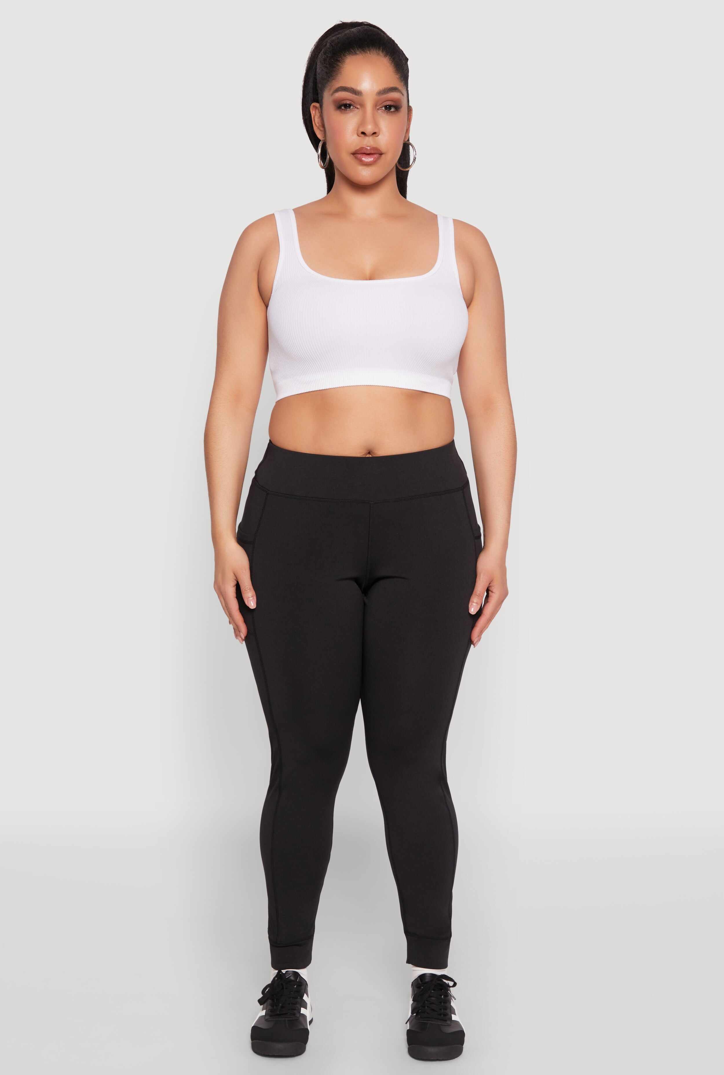 Plus Size High Waisted Cell Phone Pocket Leggings