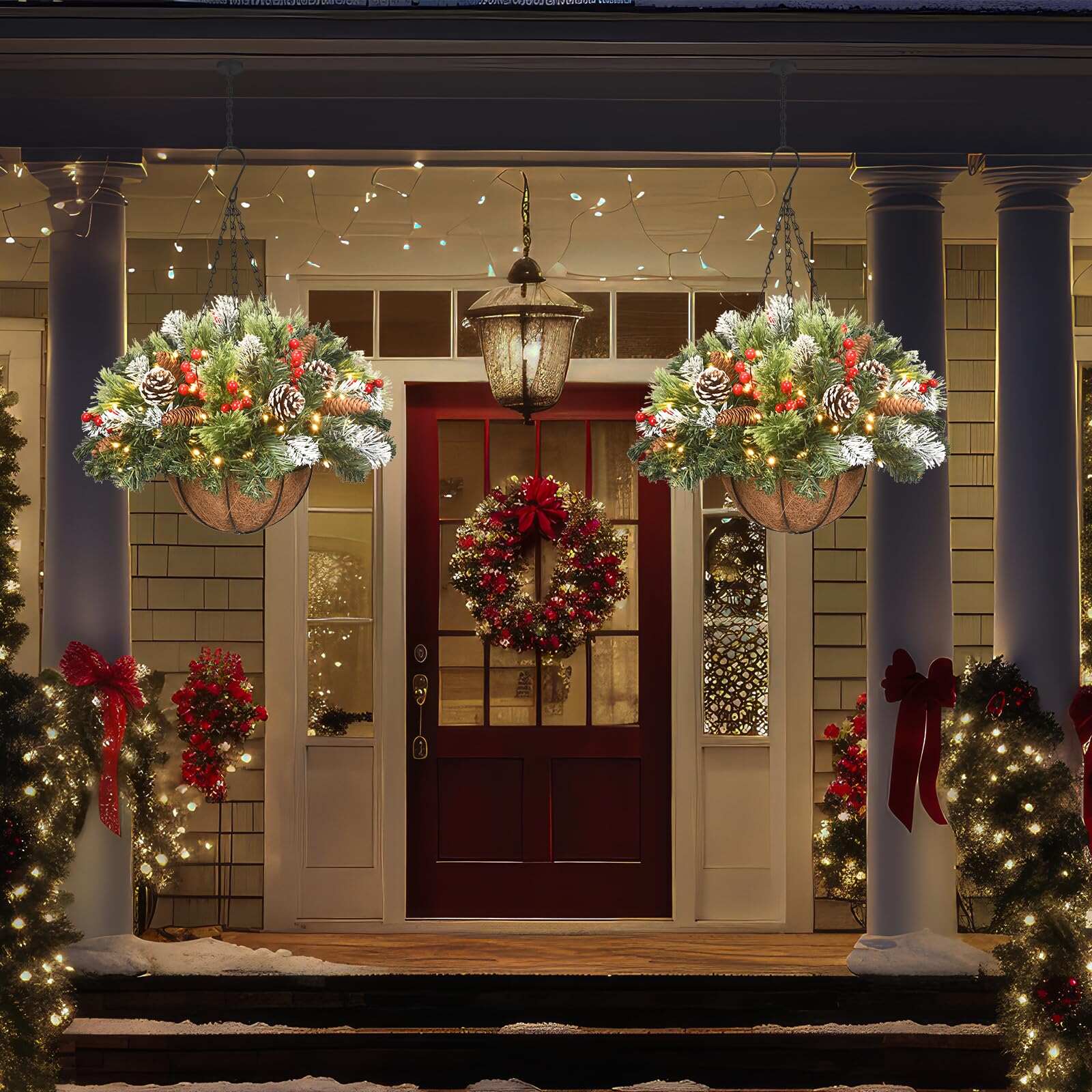 🔥ON SALE - 50% OFF🔥Pre-lit Artificial Christmas Hanging Basket