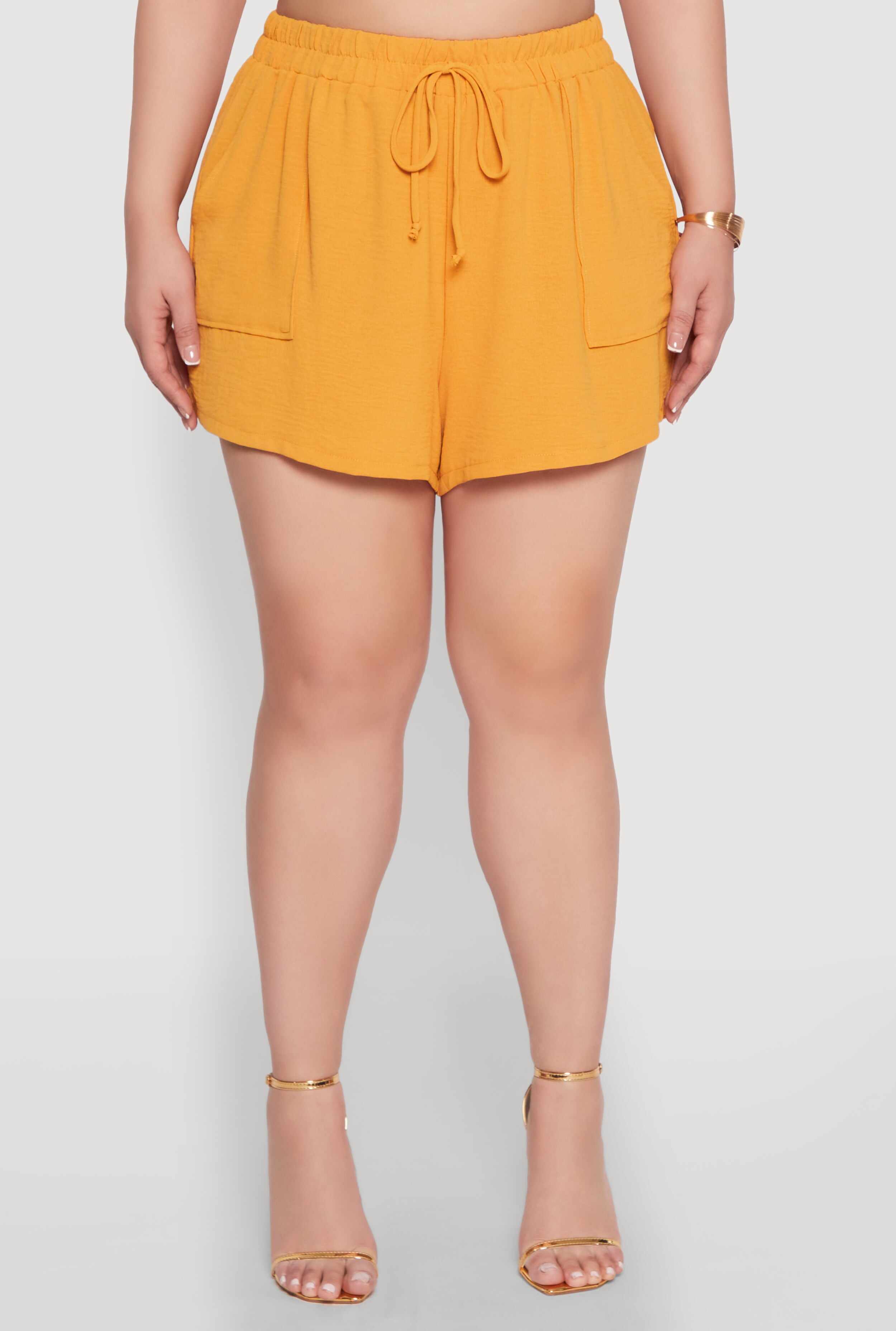 Plus Size Airy Drawstring Detail Shorts