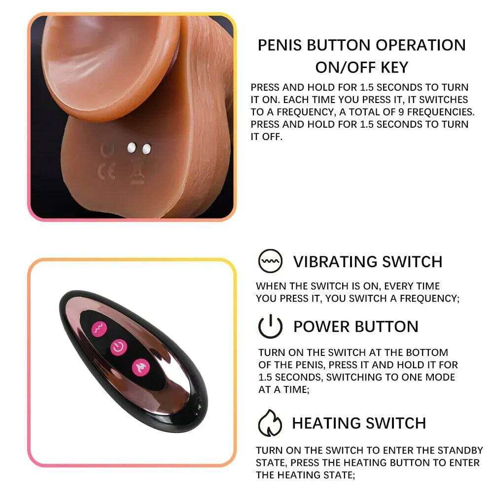 Realistic Penis Automatic Retractable Heated Swing Vibrator with Remote Control  Sex Toy for Woman Masturbator Dildo Adult shop