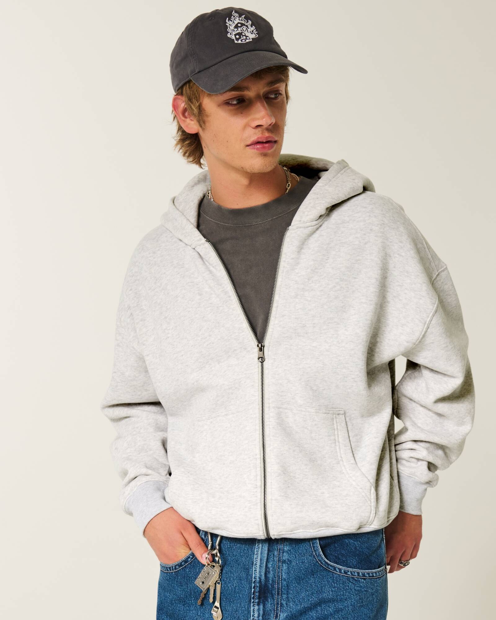 Boxy Camo Zip-Up Hoodie