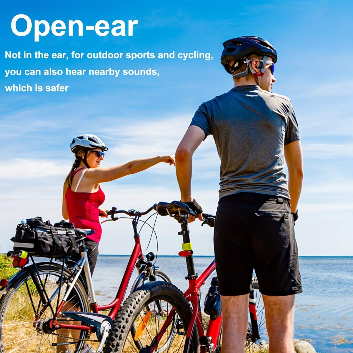 2023 New Upgraded Bone Conduction Earphones True Wireless Open Type Earphones Dual Ear Bone Sensing Sports Earphones Waterproof Sweat Resistant Tape Microphone Induction Conduction Earphones For Running, Cycling, Exercise, Gym Driving Black