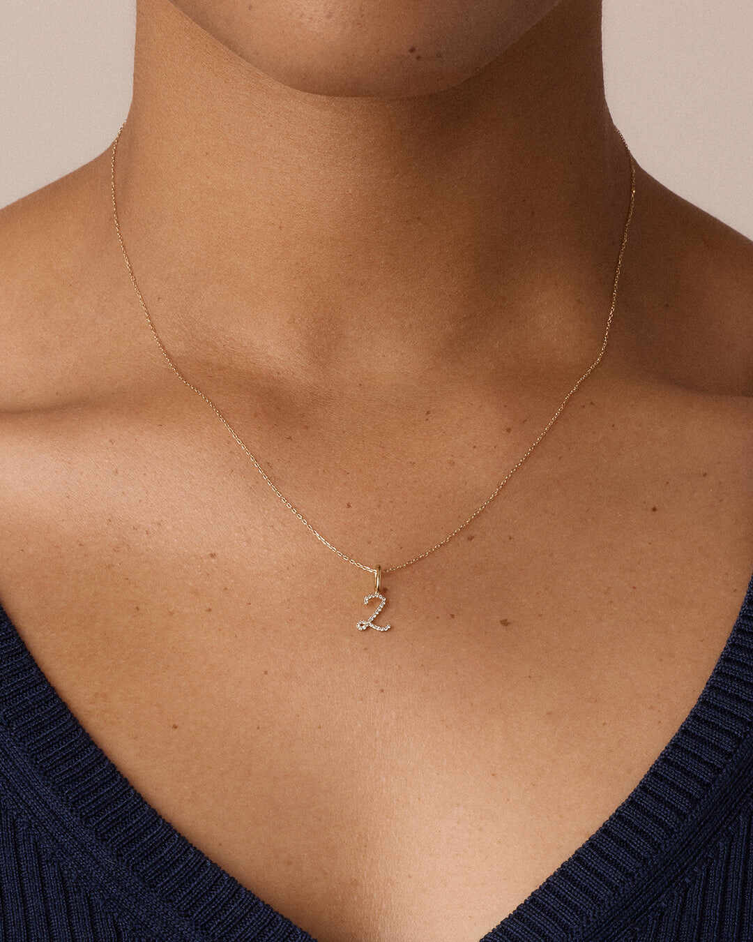 Diamond Script Alphabet Charm Necklace