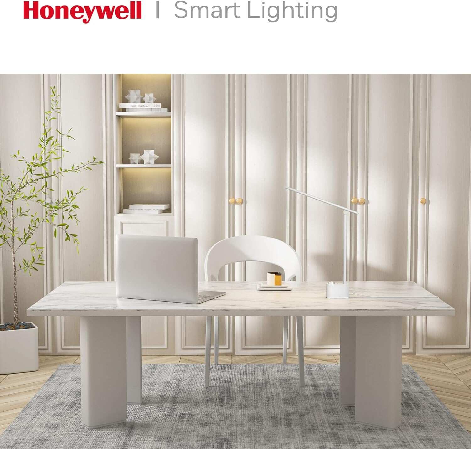 Honeywell Desk Lamp Home Office - LED Lighting with Charging Station A+C USB Port for Small Spaces Bedroom Reading Crafts HWT-H01 Black