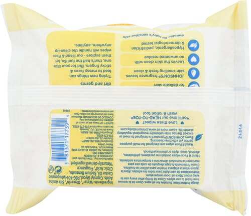 Johnson's Baby Disposable Hand & Face Cleansing Wipes, Pre-Moistened Wipes Gently Remove 99% of Germs & Dirt from Delicate Skin, Paraben-, Phthalate- & Alcohol-Free, Hypoallergenic, 25 ct