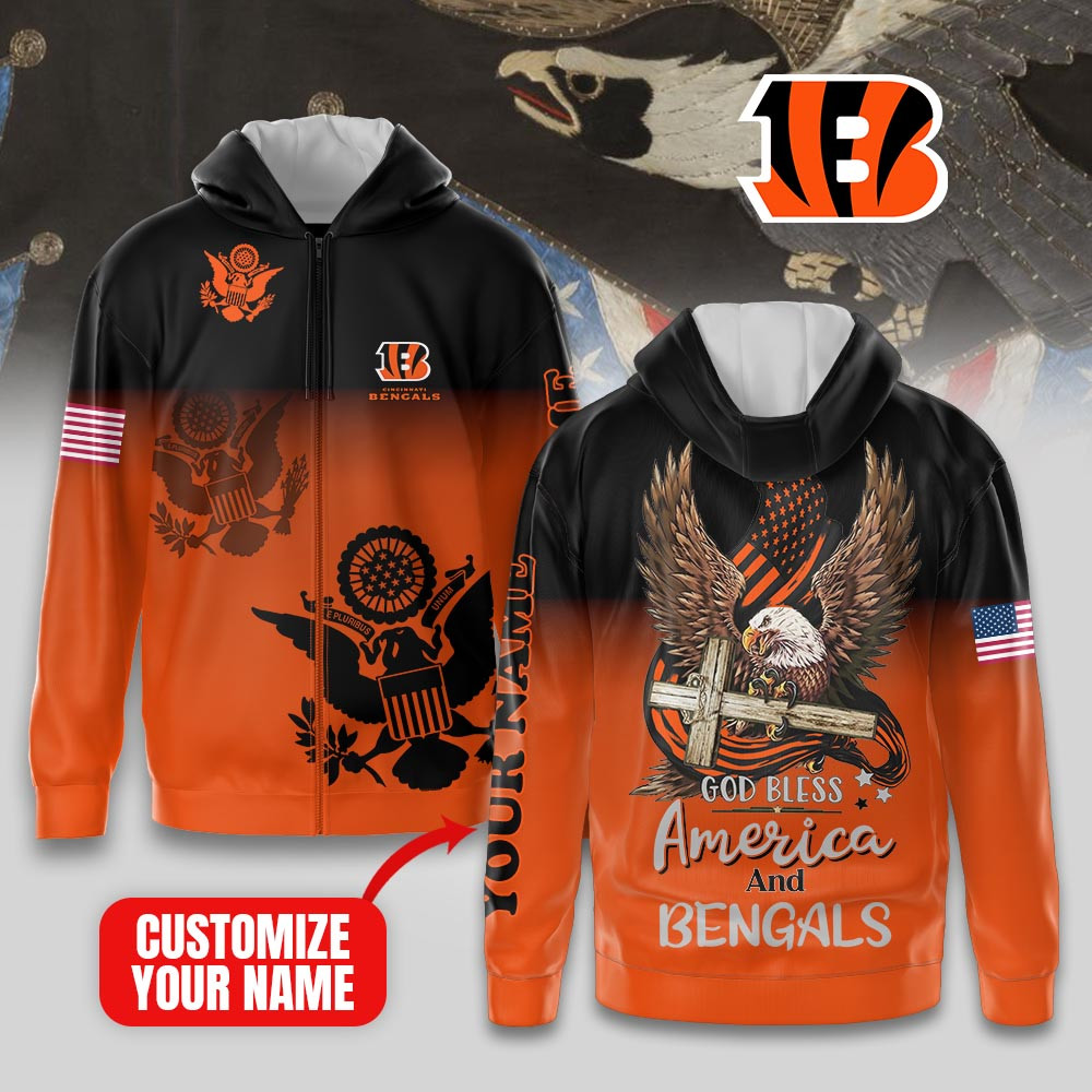 Cincinnati Bengals | Premium NFL God Bless America Zip Hoodie NP