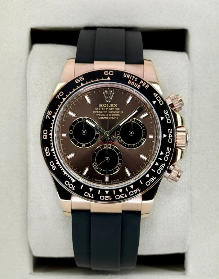 NEW 2025 Rolex Daytona 40mm 126515LN Rose Gold Oysterflex Chocolate Dial