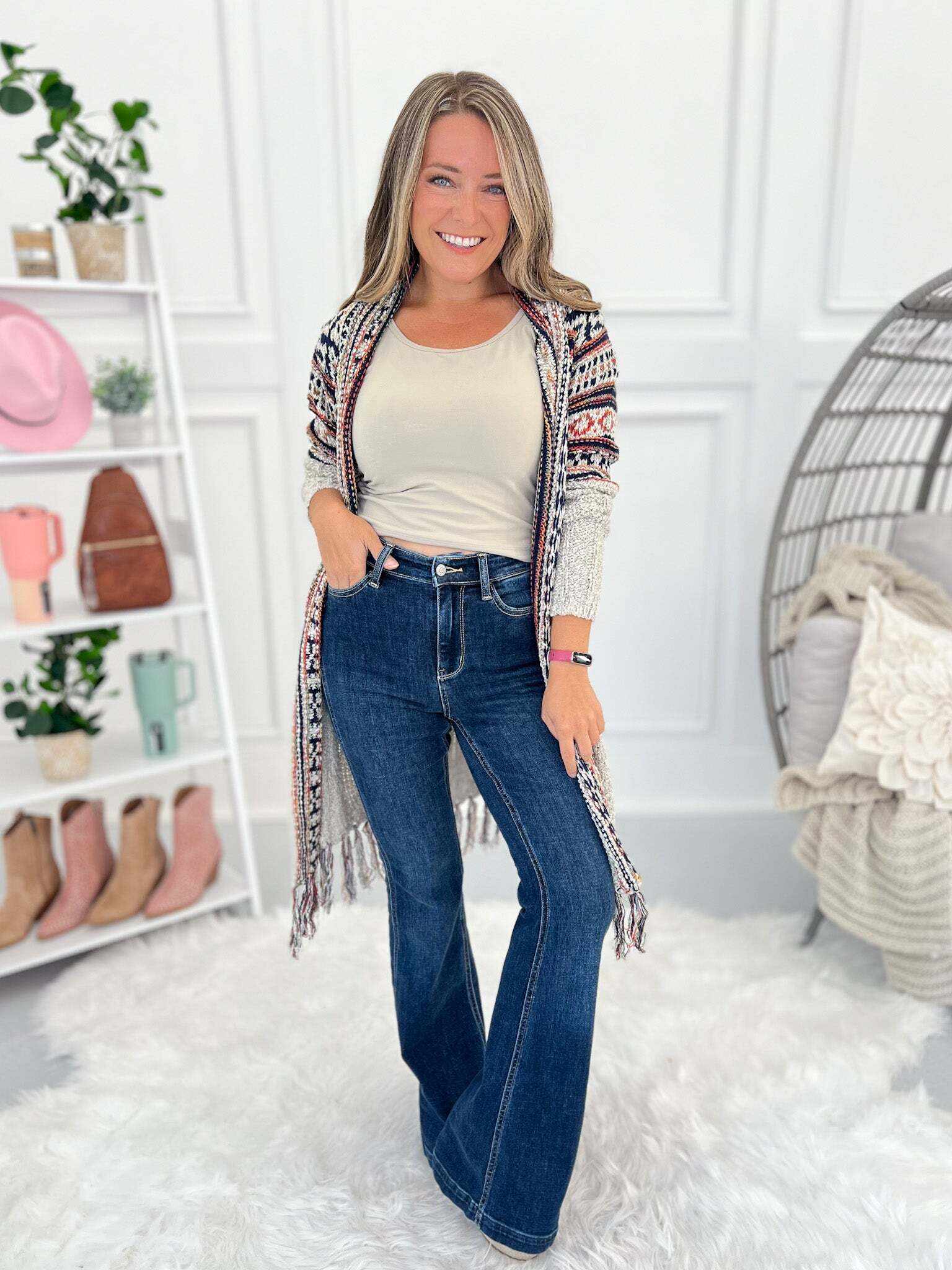 By My Side - Christmas Angled Side Seam Flare Jeans- Final Sale