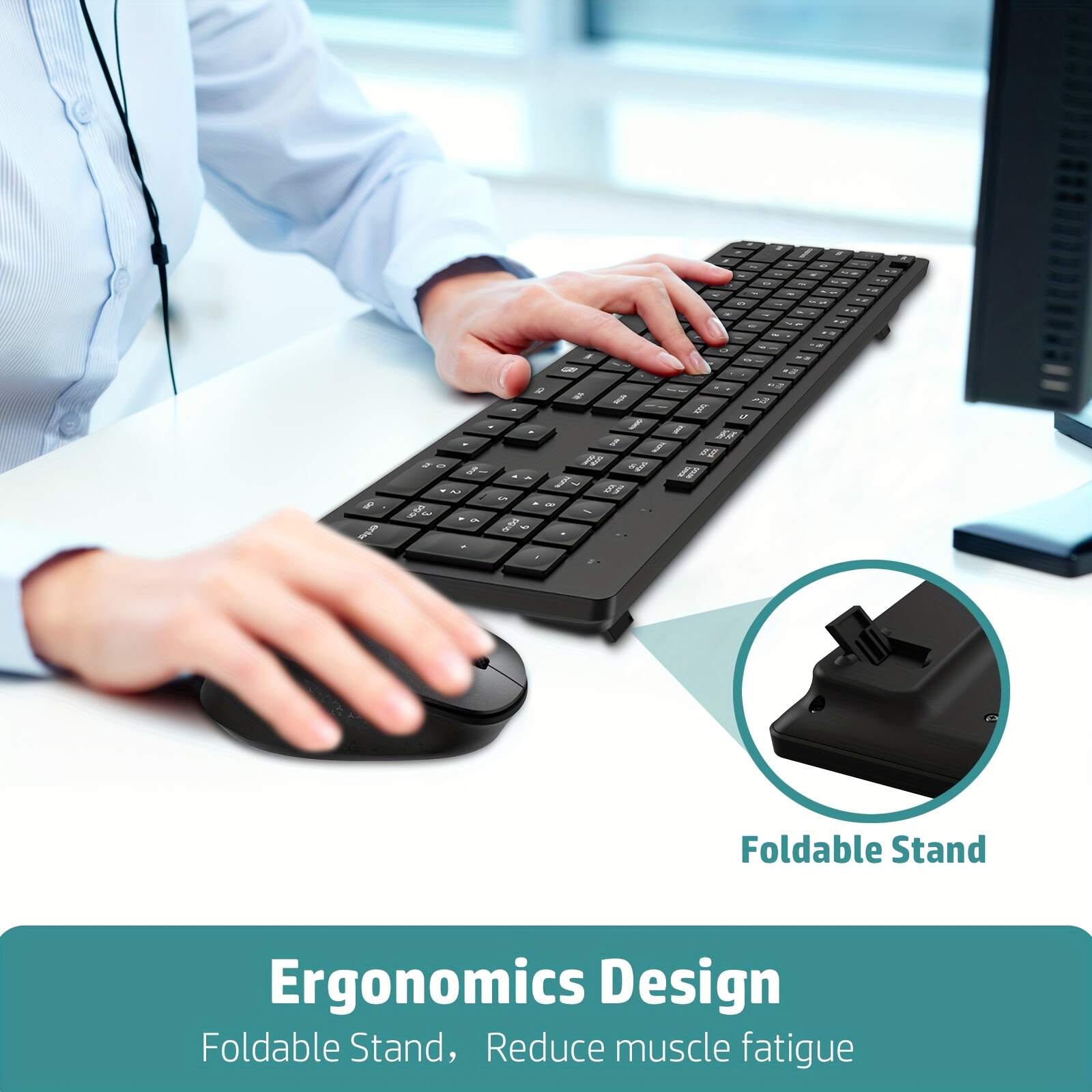 Wireless Keyboard And Mouse Set Business Office Typing Home Splash Resistant Light Sound Thin And Light Portable Durable Peripheral Keyboard And Mouse Laptop Desktop Universal [Cost-effective] Wireless Set