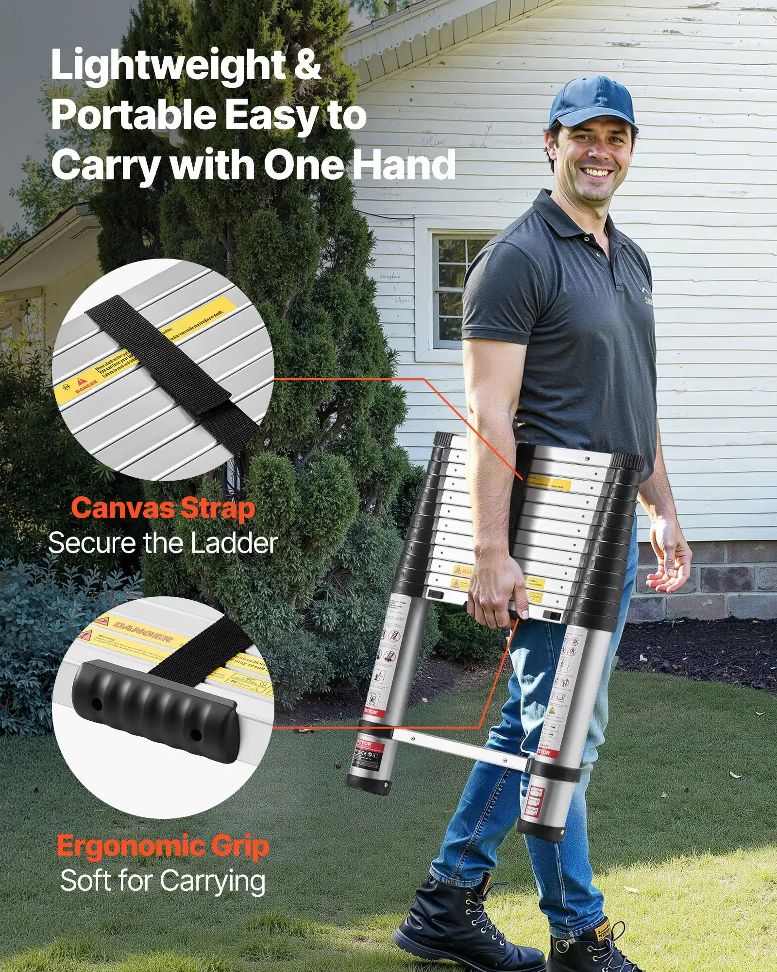 Telescoping Ladder - 400 LBS Capacity, Portable & Safe