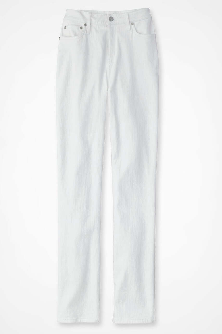 Knit Denim High Rise Straight-Leg Jeans