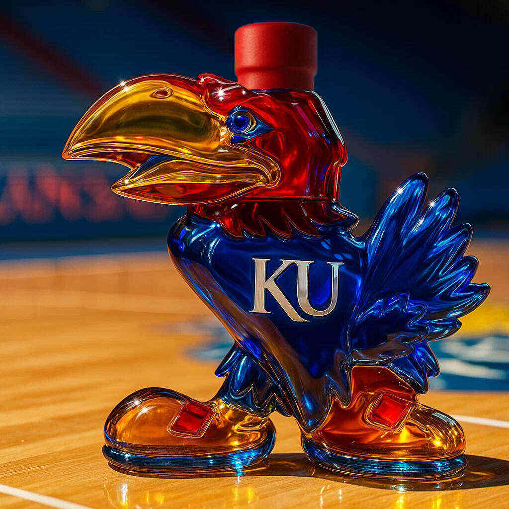 KU Jayhawk Whisky Bottle