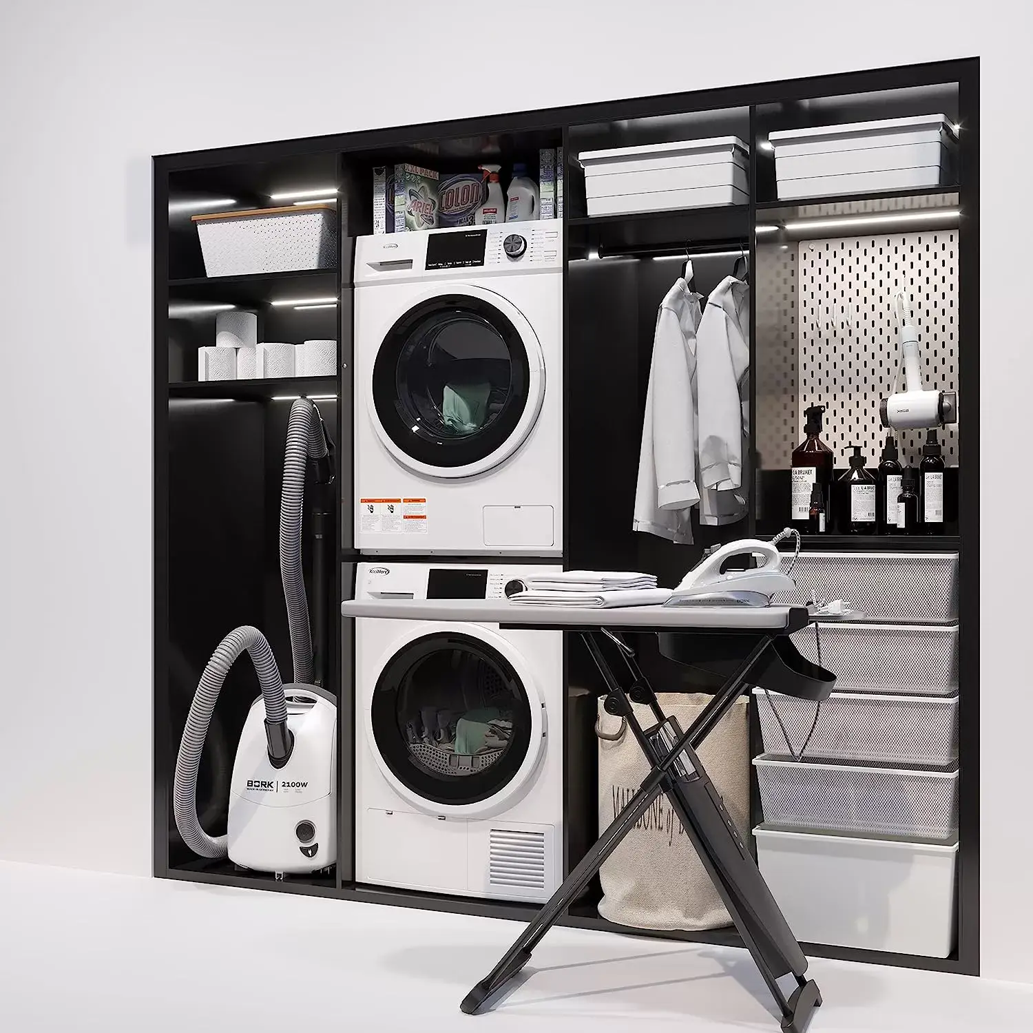 KoolMore FLW-3CWH Front Load Machine, 2.7 Cu. Ft, Space Saving Unit with 20-Minute Quick, 12 Washing Cycles, Quiet Inverter Motor [120V],
