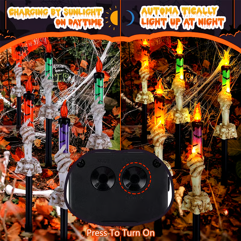 💀Solar Powered Skull Candle Light