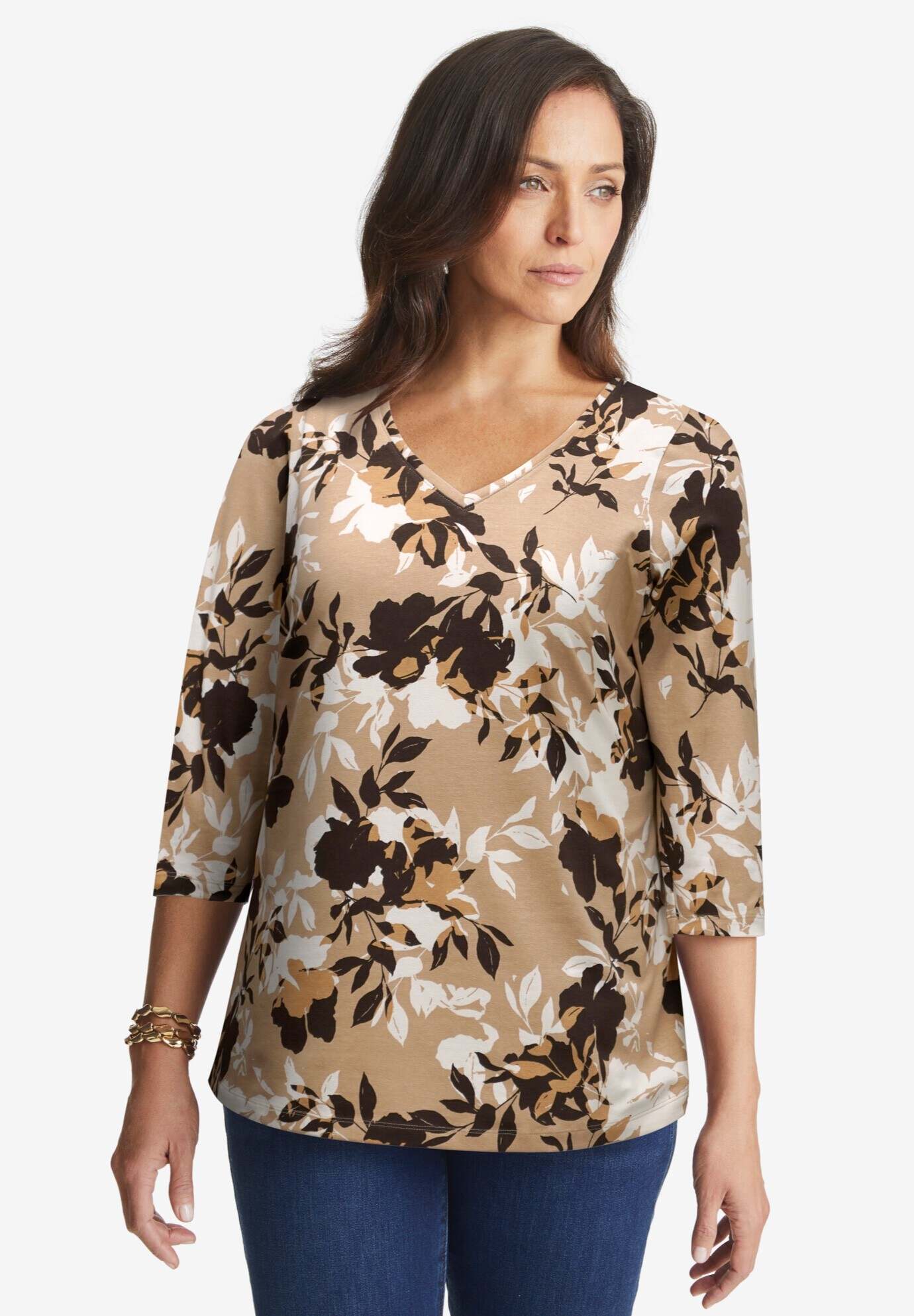 Stretch Cotton V-Neck Tee