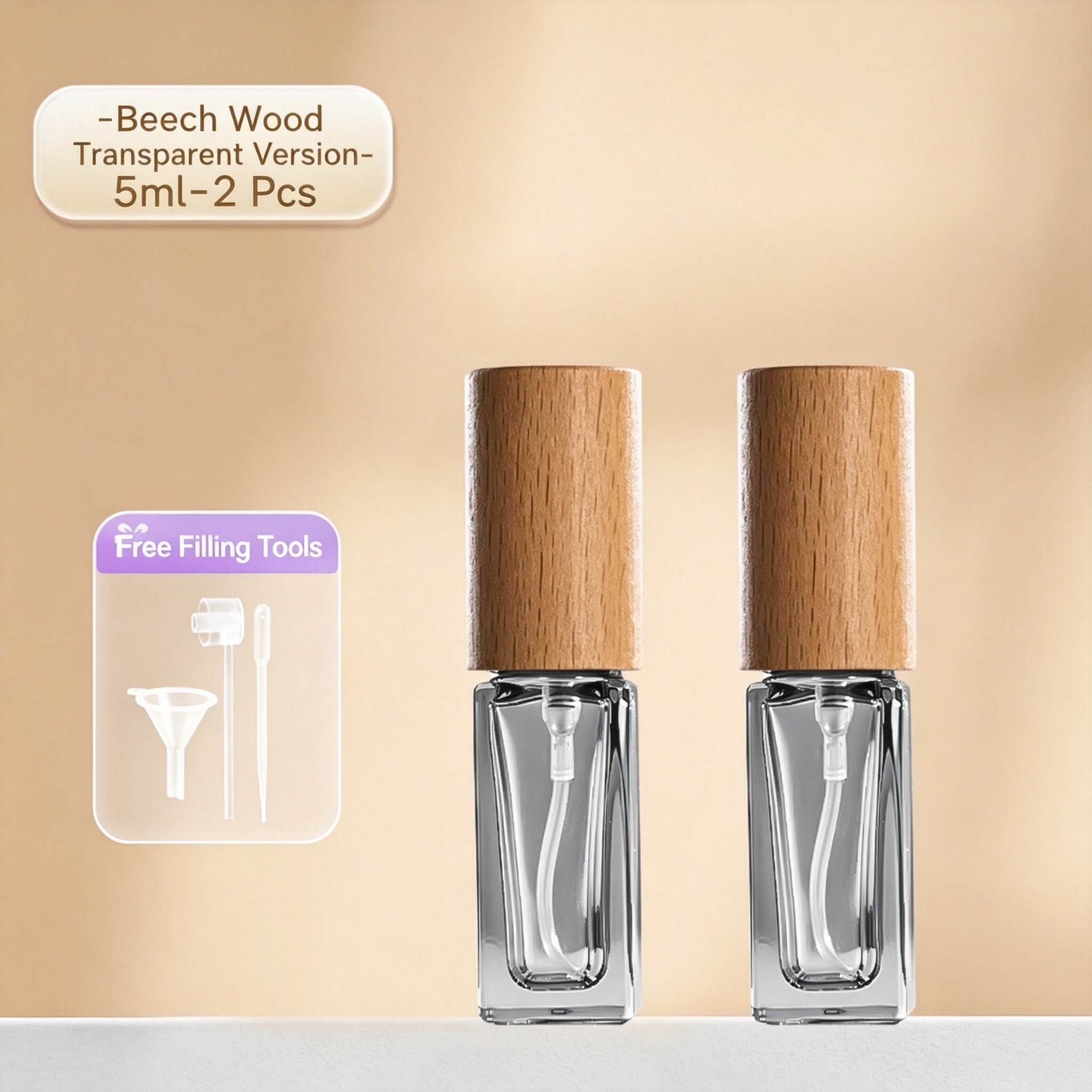 2 Pack Clear Square Glass Perfume Atomizer
