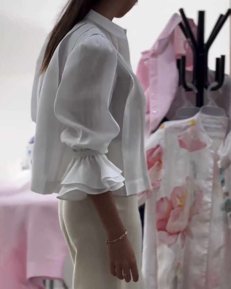 Aumora Puff Sleeve Ruffle Shirt