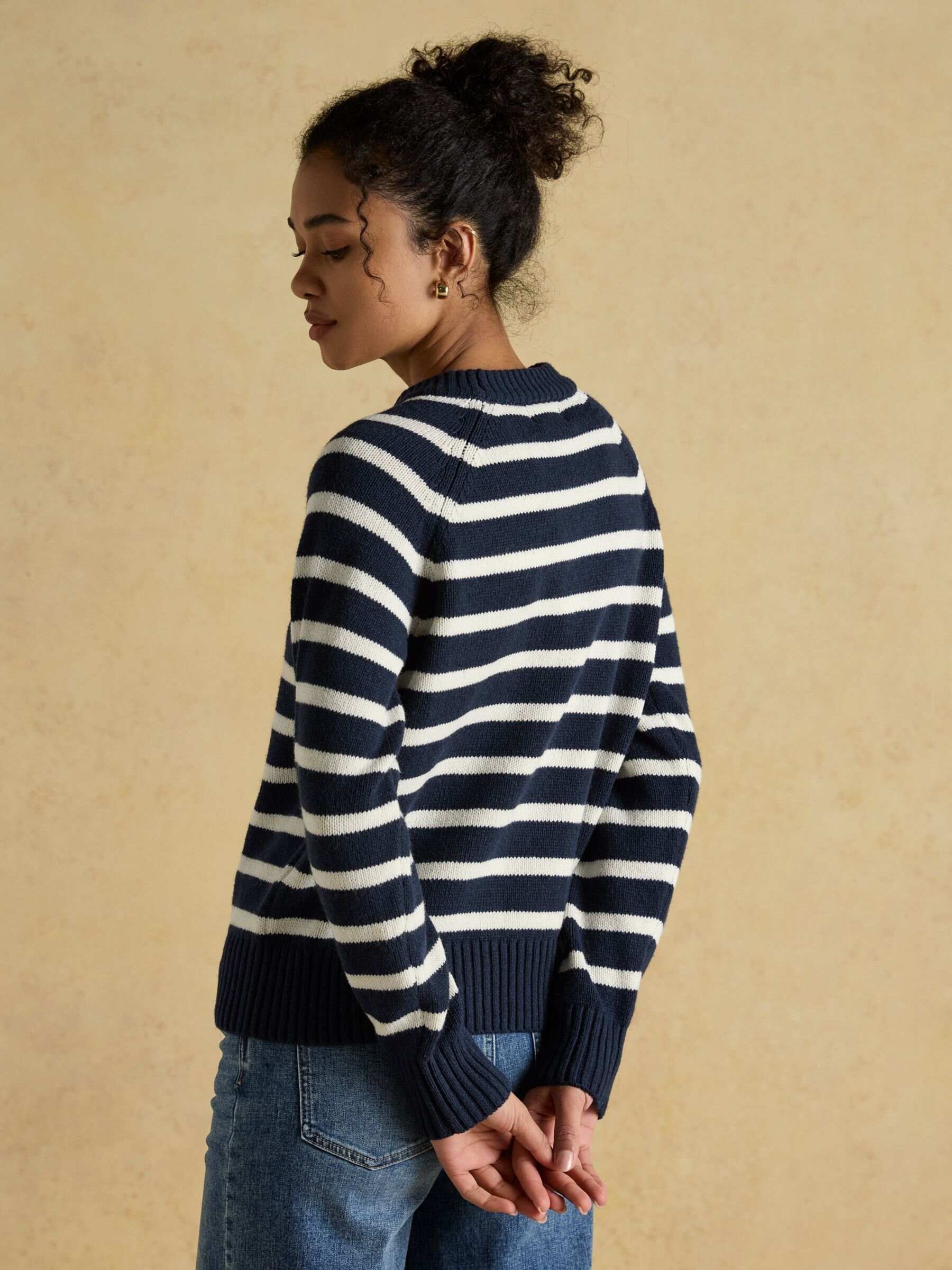 Jonty Striped Crew Neck Intarsia Jumper