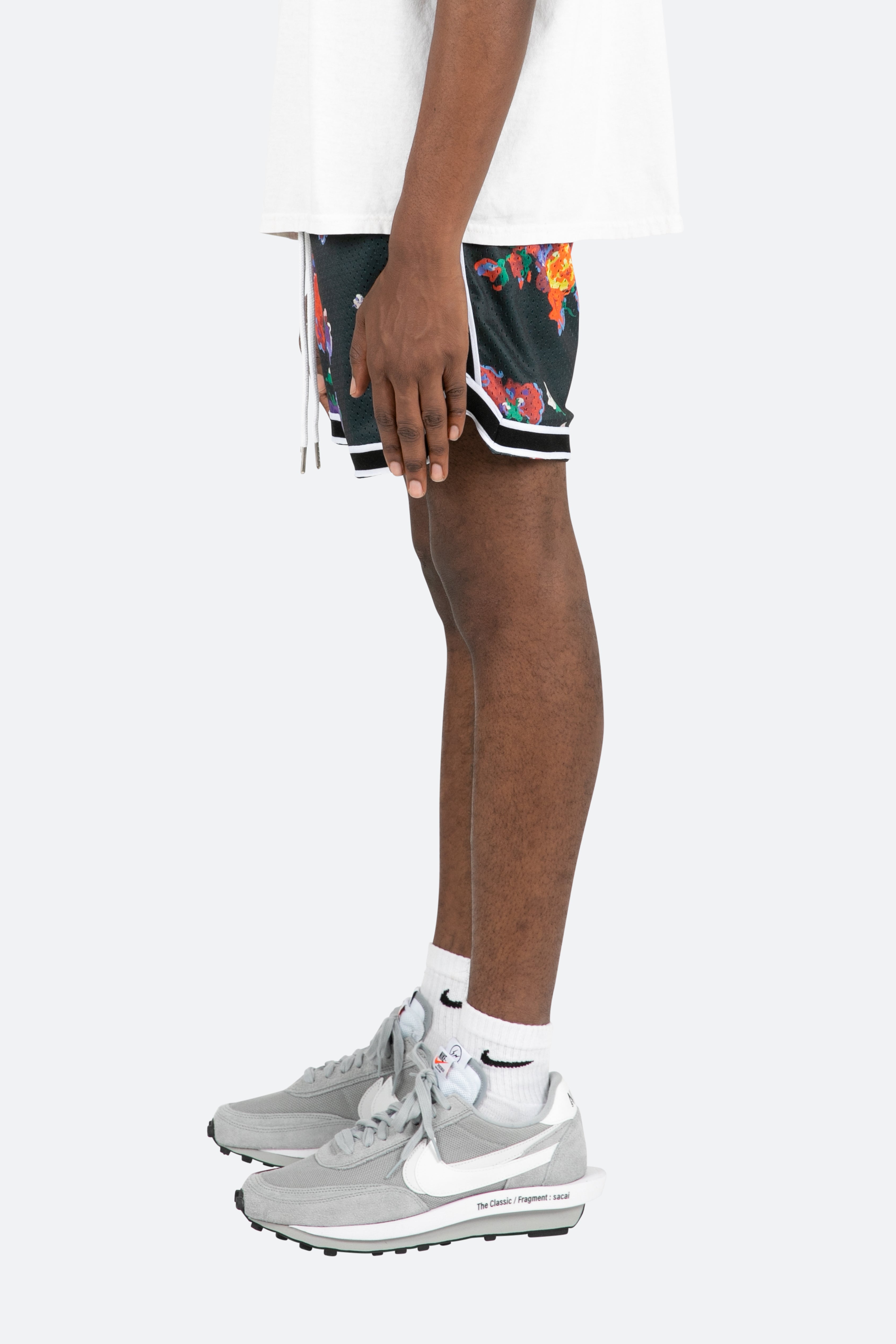 Floral Basketball Shorts - Black/White