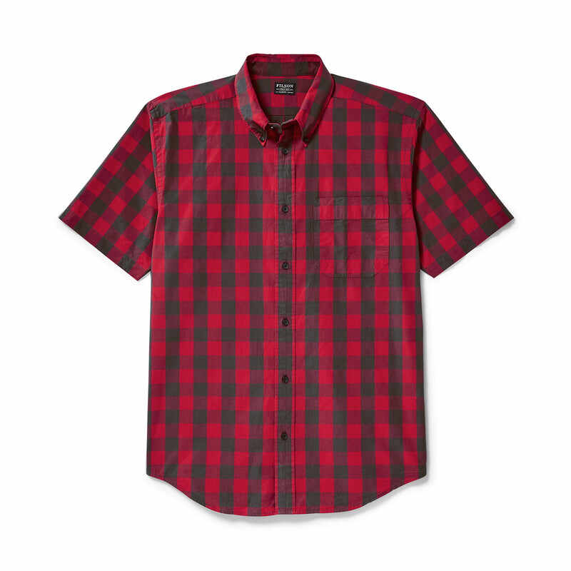 Sutter Sport Short Sleeve Shirt - Dark Brown / Scarlet Plaid
