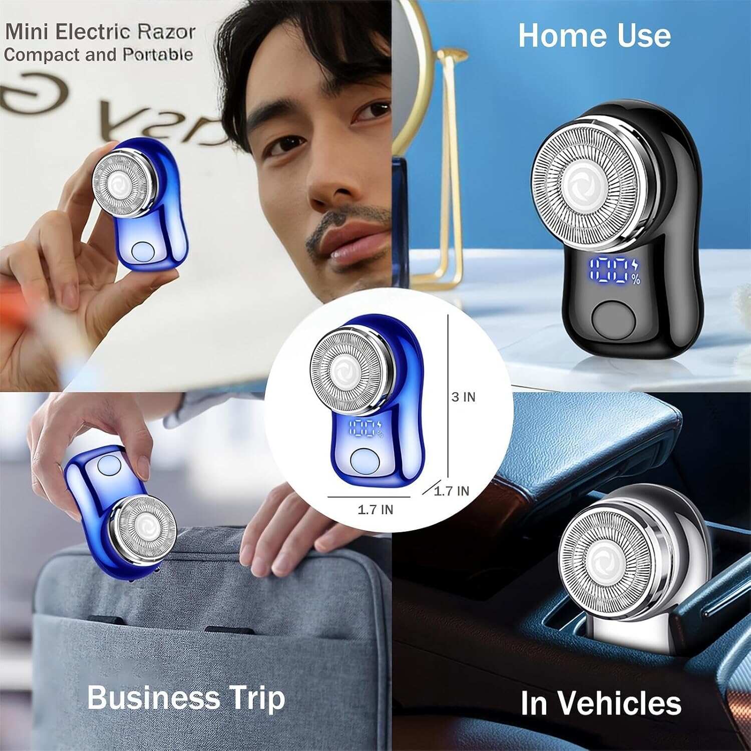 Mini Electric Shaver, Portable Powerful Storm Razor for Men Women, USB C Rechargeable, Battery Power Display, Lightweight Razor for Travel Office Business Trip