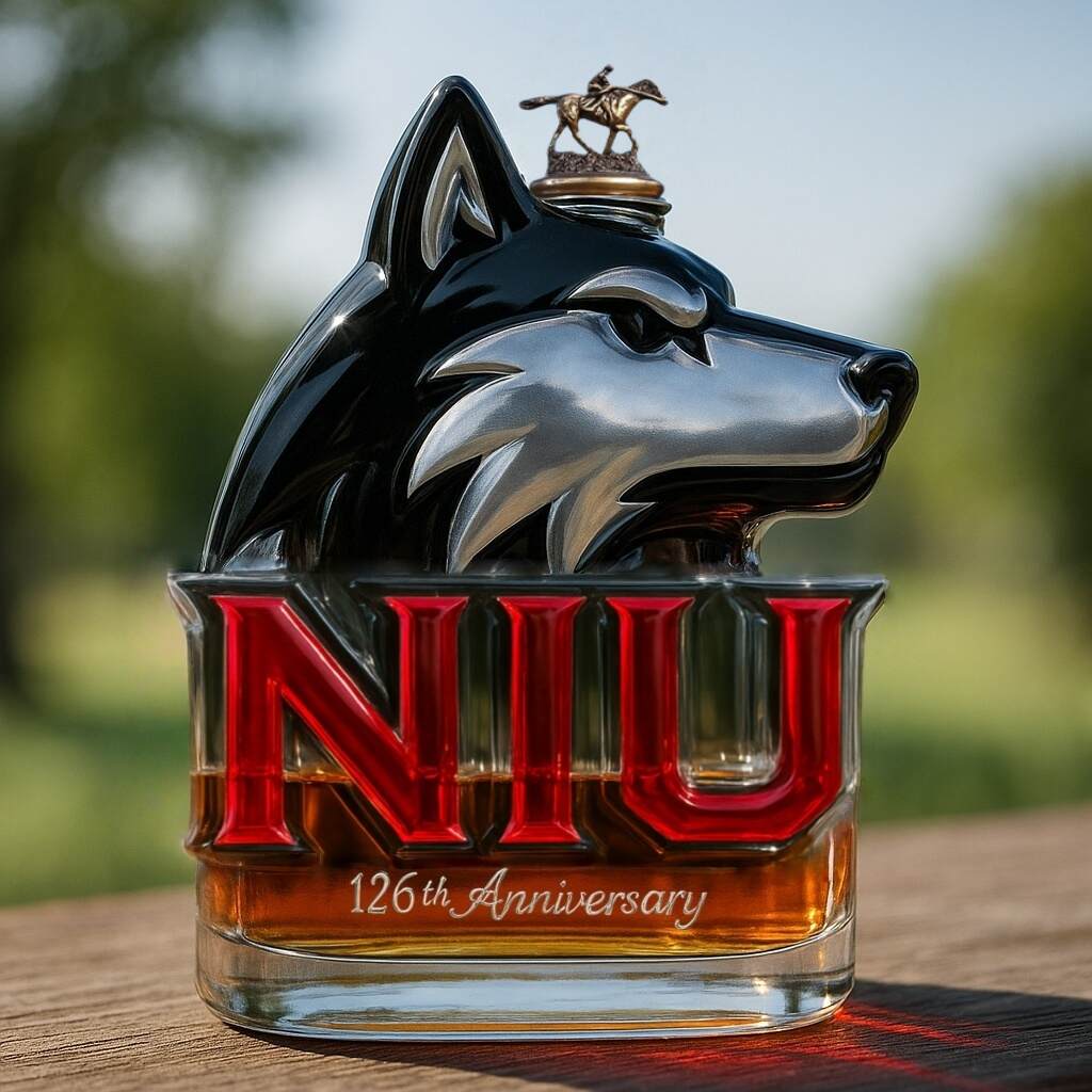 Northern Illinois Huskies 126th Anniversary Whiskey Bottle