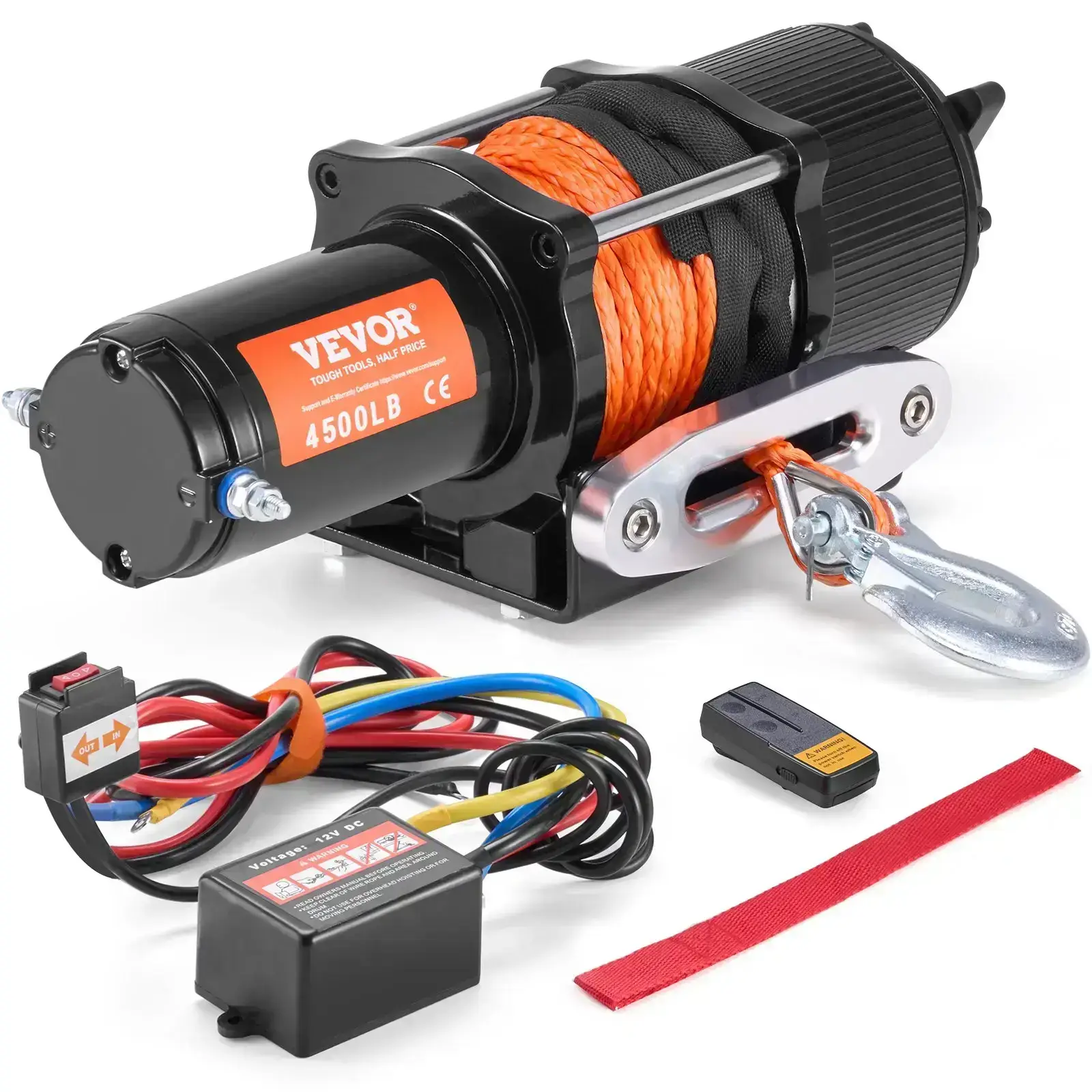 Electric Winch for Truck 6000 lb Synthetic Rope Waterproof Remote Control