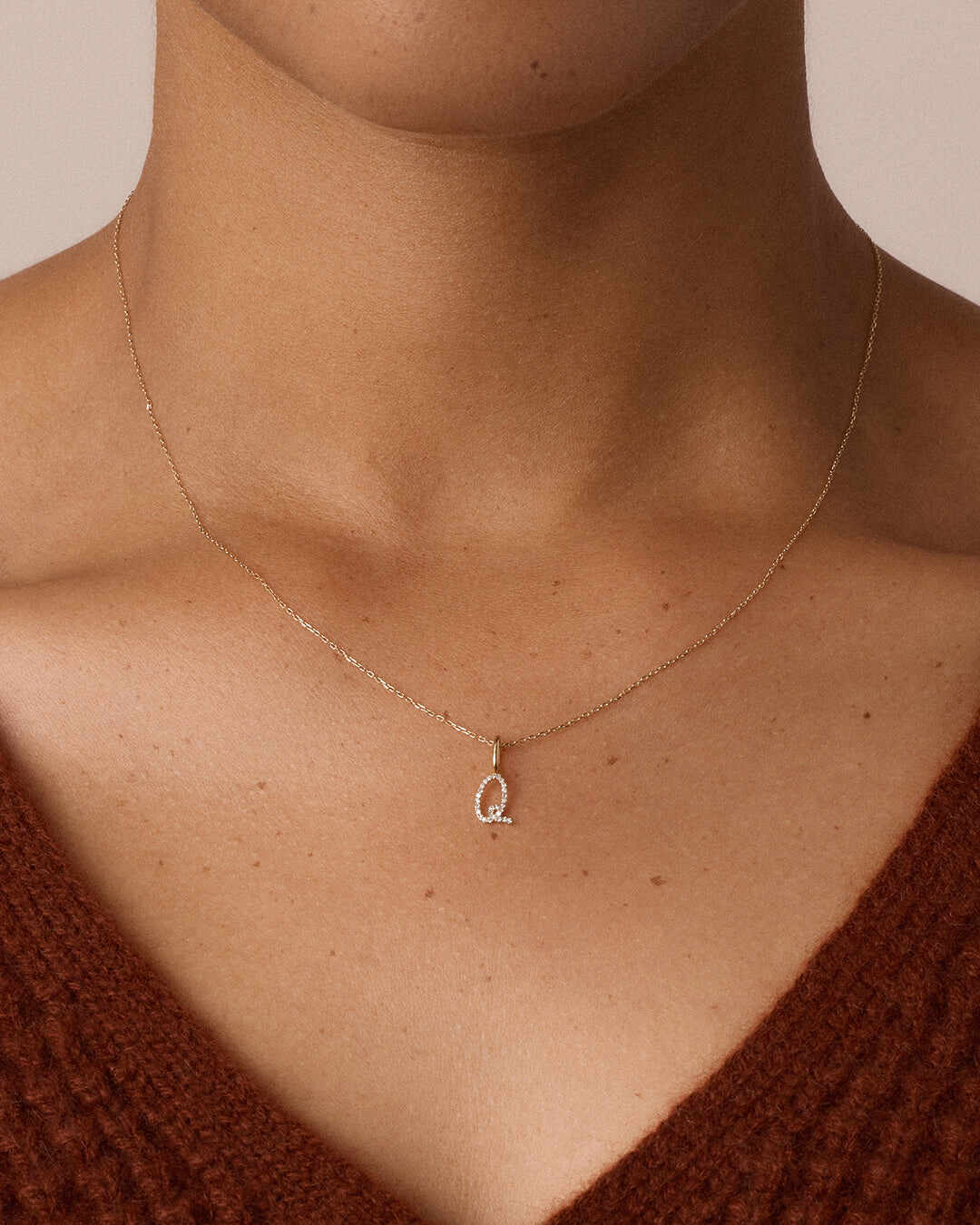 Diamond Script Alphabet Charm Necklace