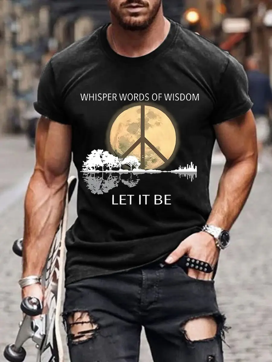 Men's Whisper Words Of Wisdom Let It Be Art Print Casual T-Shirt