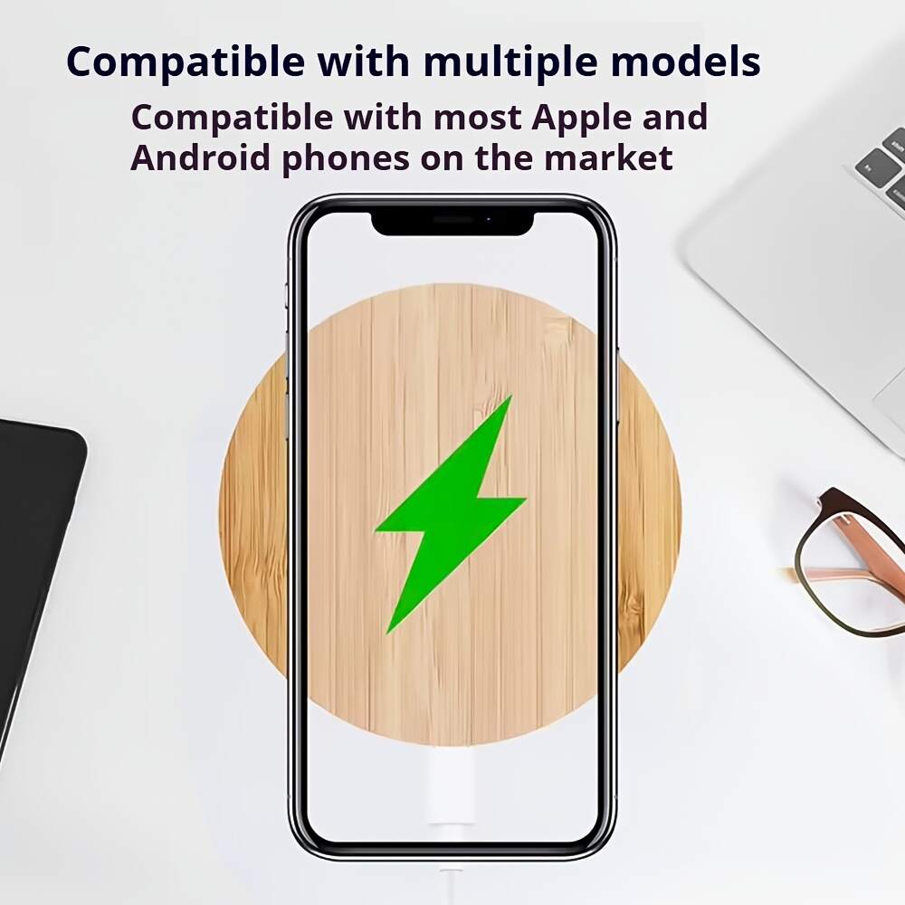 [Fast Wireless Charger] 15W Fast Charging Wireless Charger Bamboo Wood Cell Phone Charging Station | For Apple/Android All Cell Phones With Wireless Charging Function, Suitable For Family Members Lovers Friends