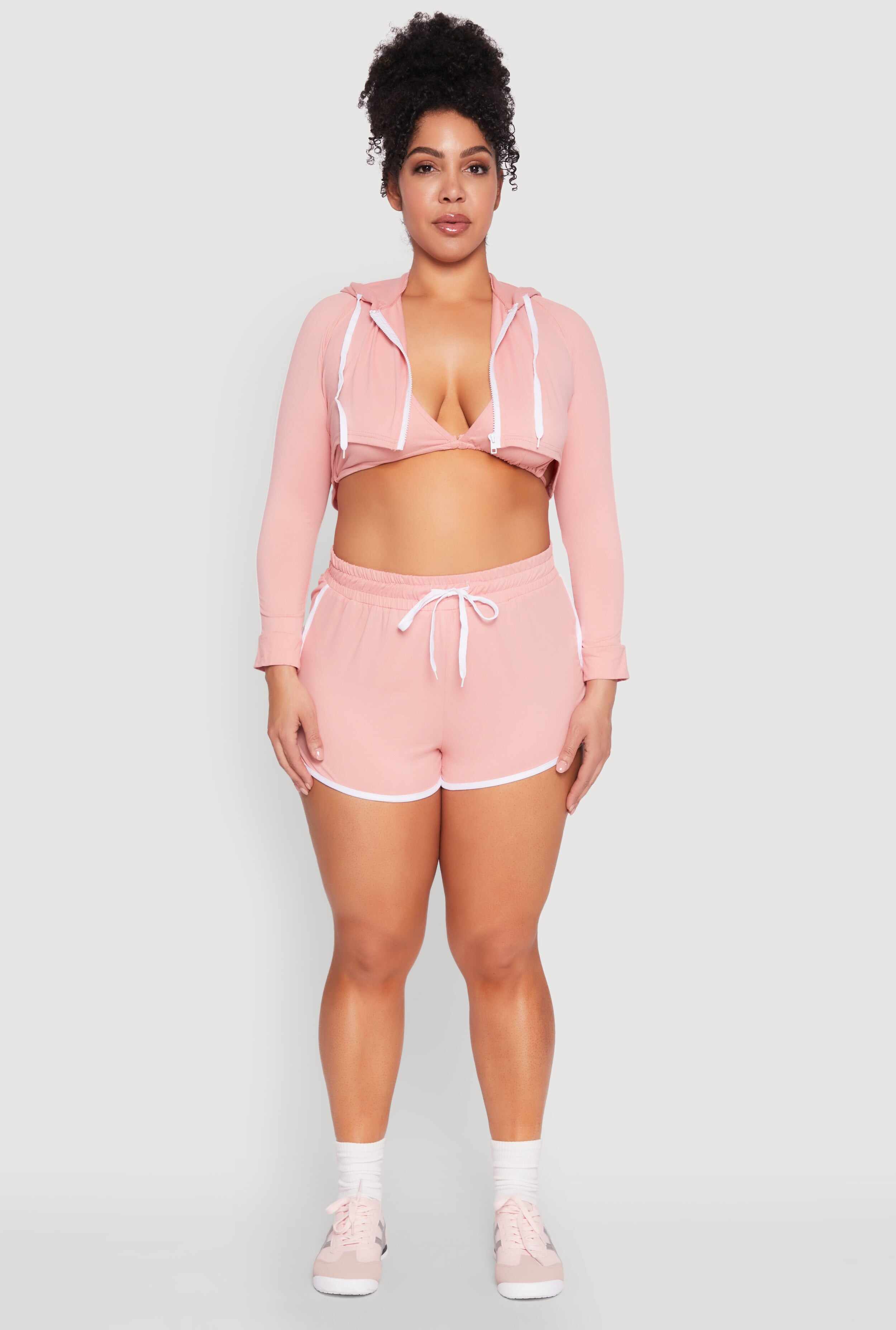 Plus Size Contrast Trim Dolphin Shorts