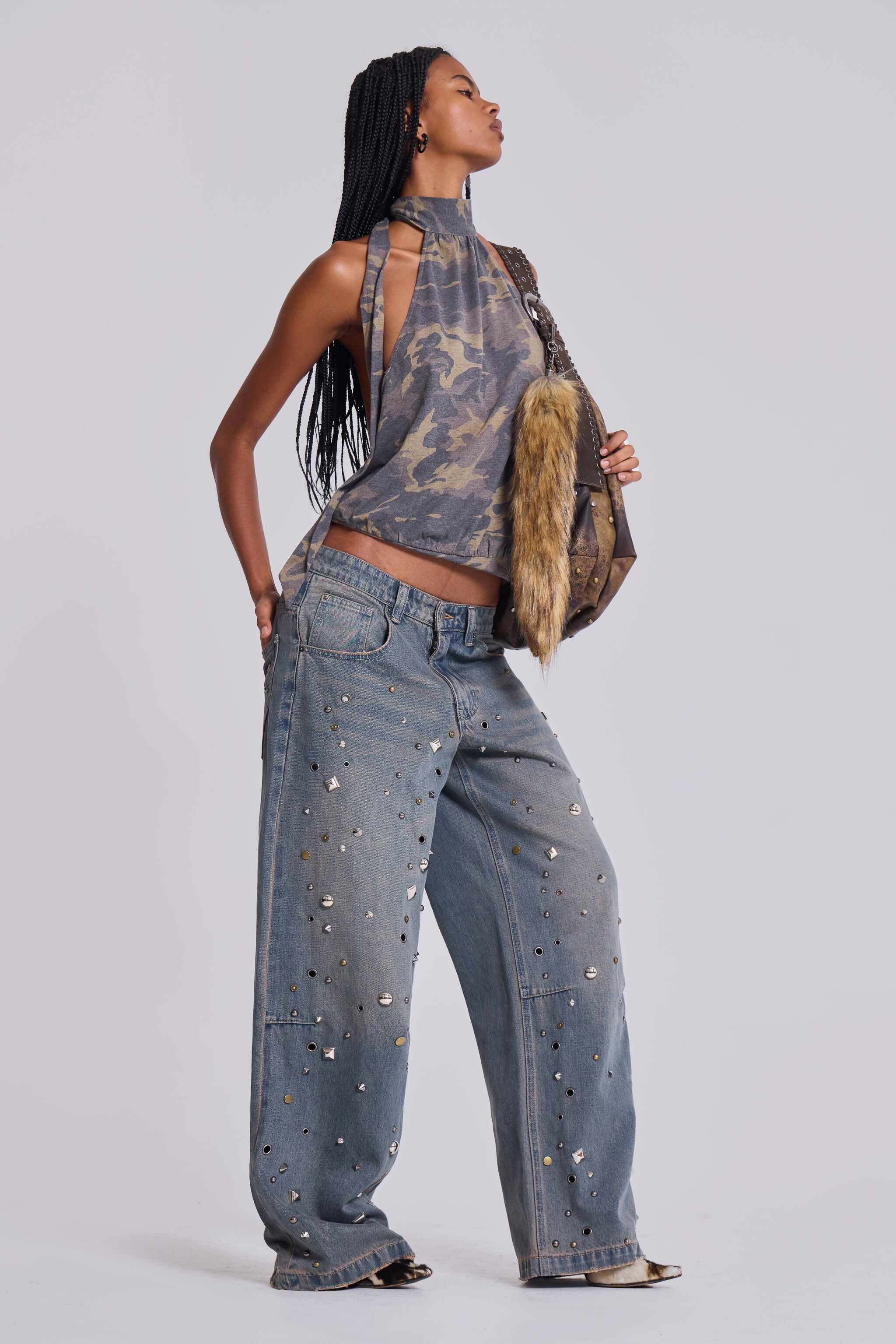Enya Camo Backless Top