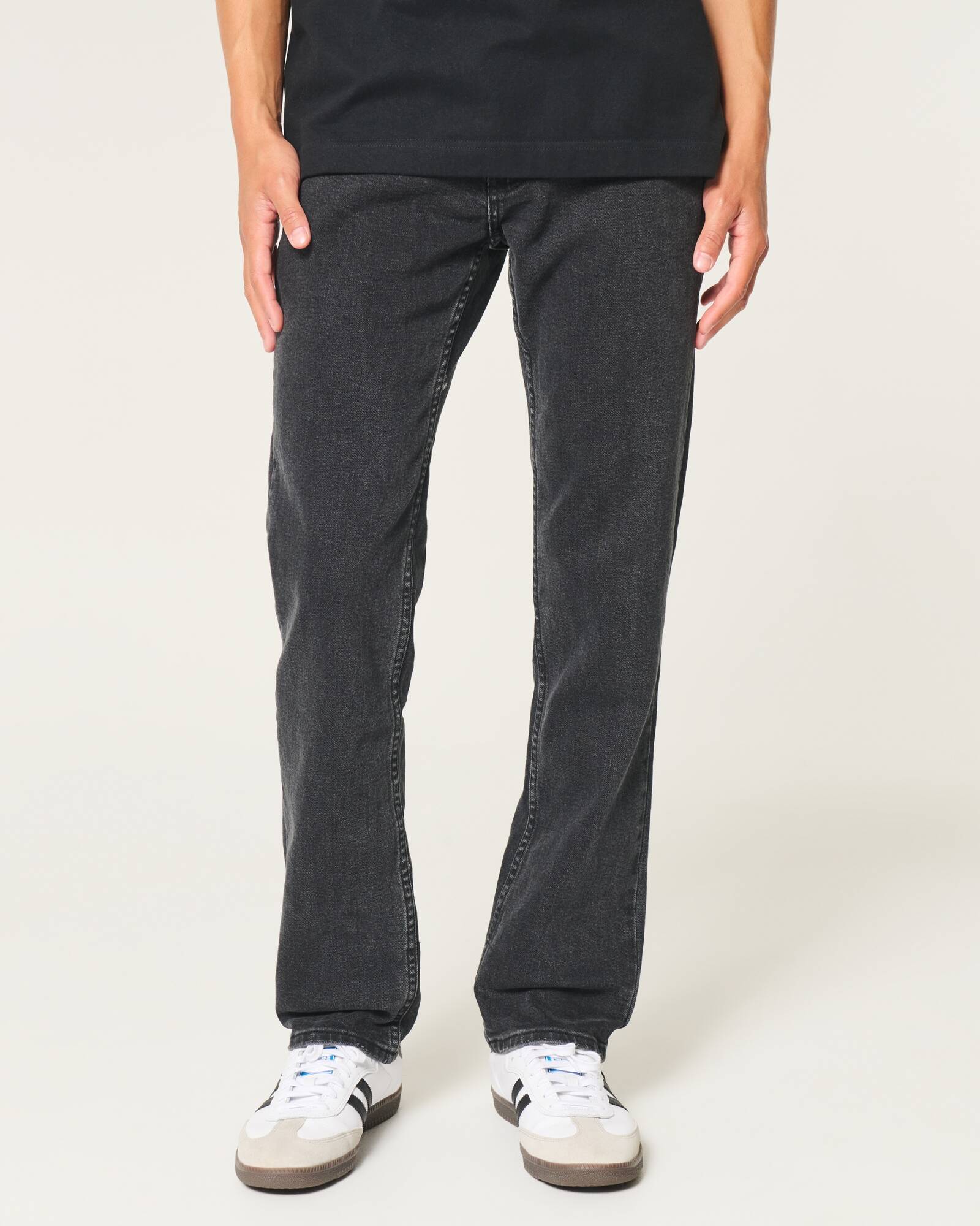 Black No Fade Slim Straight Jeans