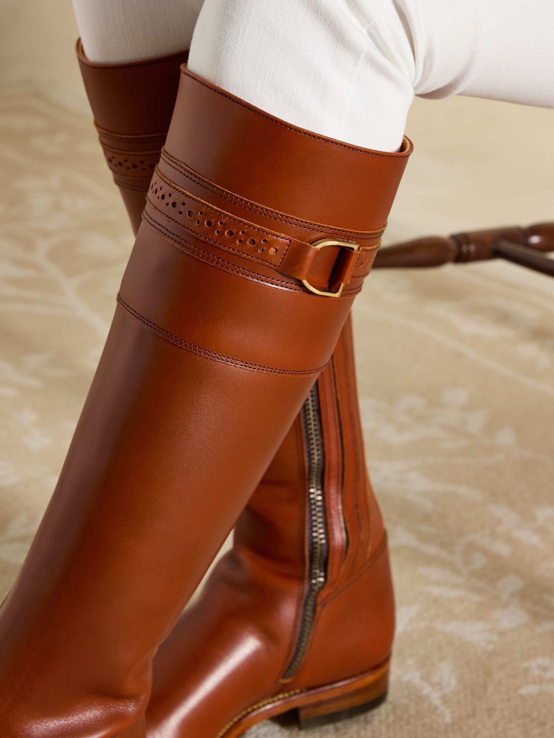 Joules X Spanish Boot Co. Chestnut Brown Leather Boots