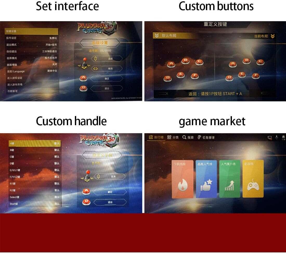 10000 Games in 1 Box Arcade Game Console, 10-inch HD Screen Game Console or PC Projector 4K TV, 2-4 Players Online Game, 3D Games, Search/ Save/Hide/Pause Game